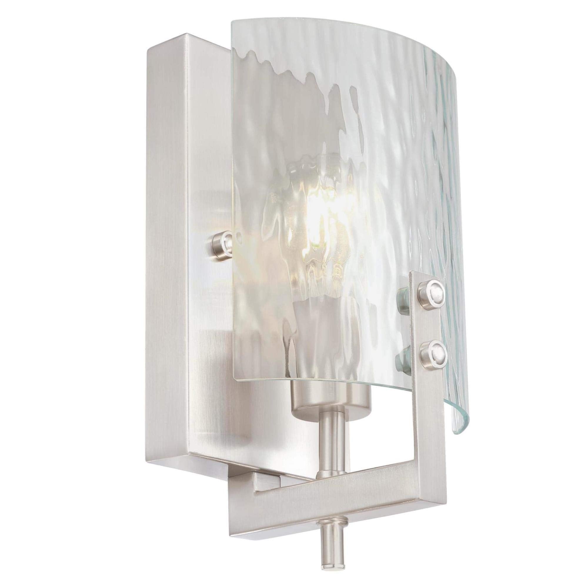 One Indoor Fixture, Finish Wall Sconce, 1-Light, Brushed Nickel Frosted Glass