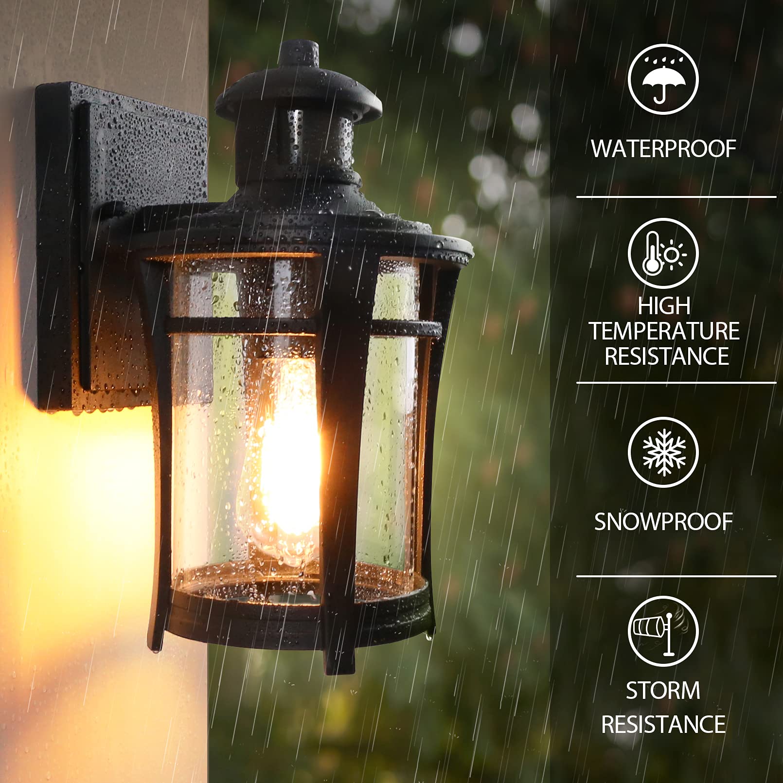 Motion Sensor Outdoor Lights, 3 Lighting Modes Porch Light Fixture for House, Dusk to Dawn Exterior Wall Light, Waterproof Aluminum Anti-Rust Lantern for Garage Entryway, Motion Activated