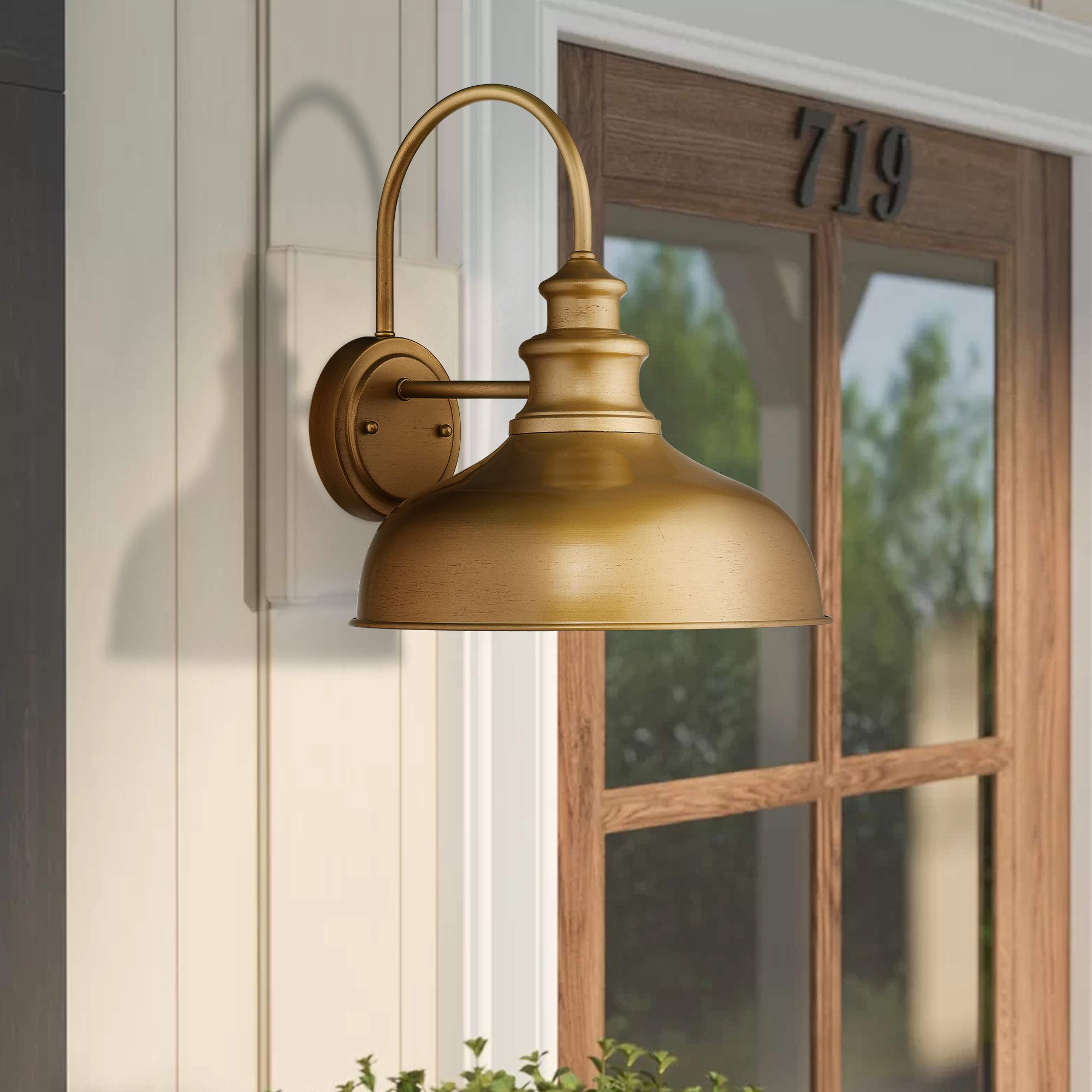 2 Pack Industrial Gooseneck Wall Light, 11 inches Barn Light Fixture, Gold Finish, 02A390-2 AG