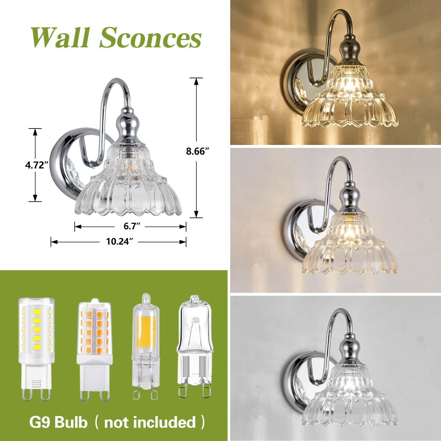 2-Pack Modern Wall Sconces Gold Bathroom Vanity Lighting Fixtures Beautiful Wall Light Set of Two for Bedroom Bathroom Hallway Living Room Decor