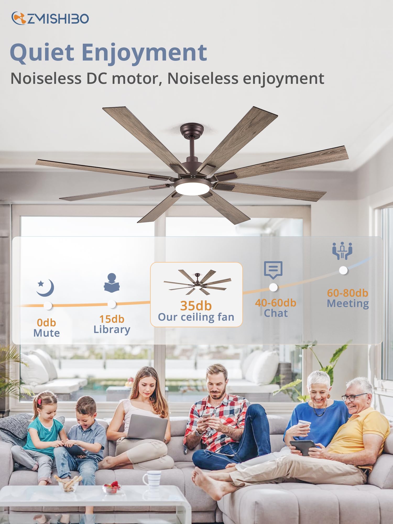 72 inch Oil Rubbed Bronze Ceiling Fans with Lights and Remote, Indoor/Outdoor Farmhouse Ceiling Fan for Living Room Patio, 6 Speed Reversible Quiet DC Motor, 3CCT, Dual Finish Blades