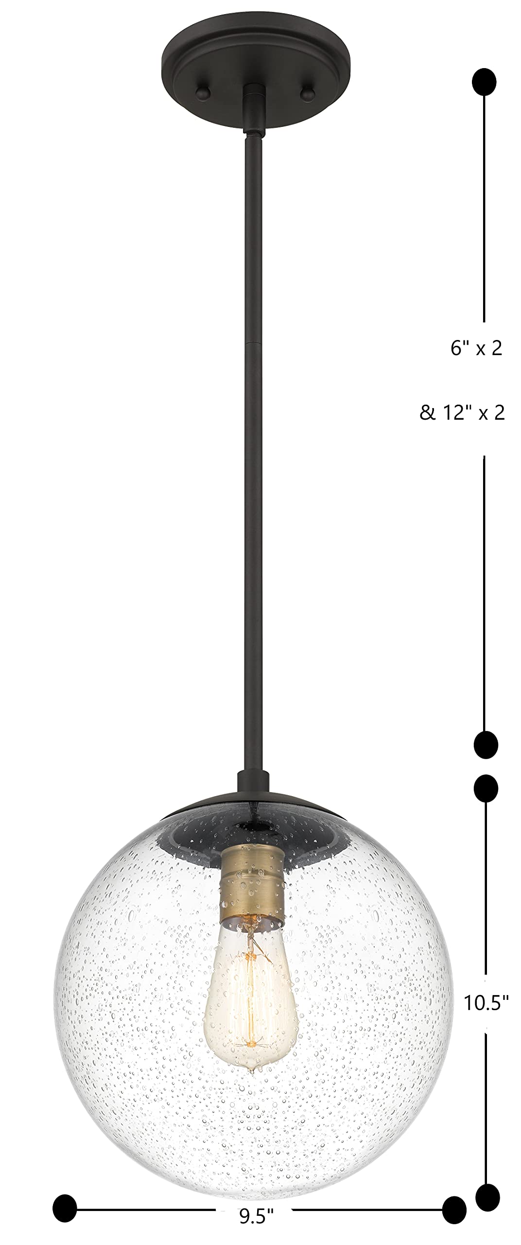 Modern Farmhouse 2-Light Vanity Light Wall Sconce Lighting with Clear Glass Globe Shade in Light Black Finish for Bedroom, Hallway, Kitchen