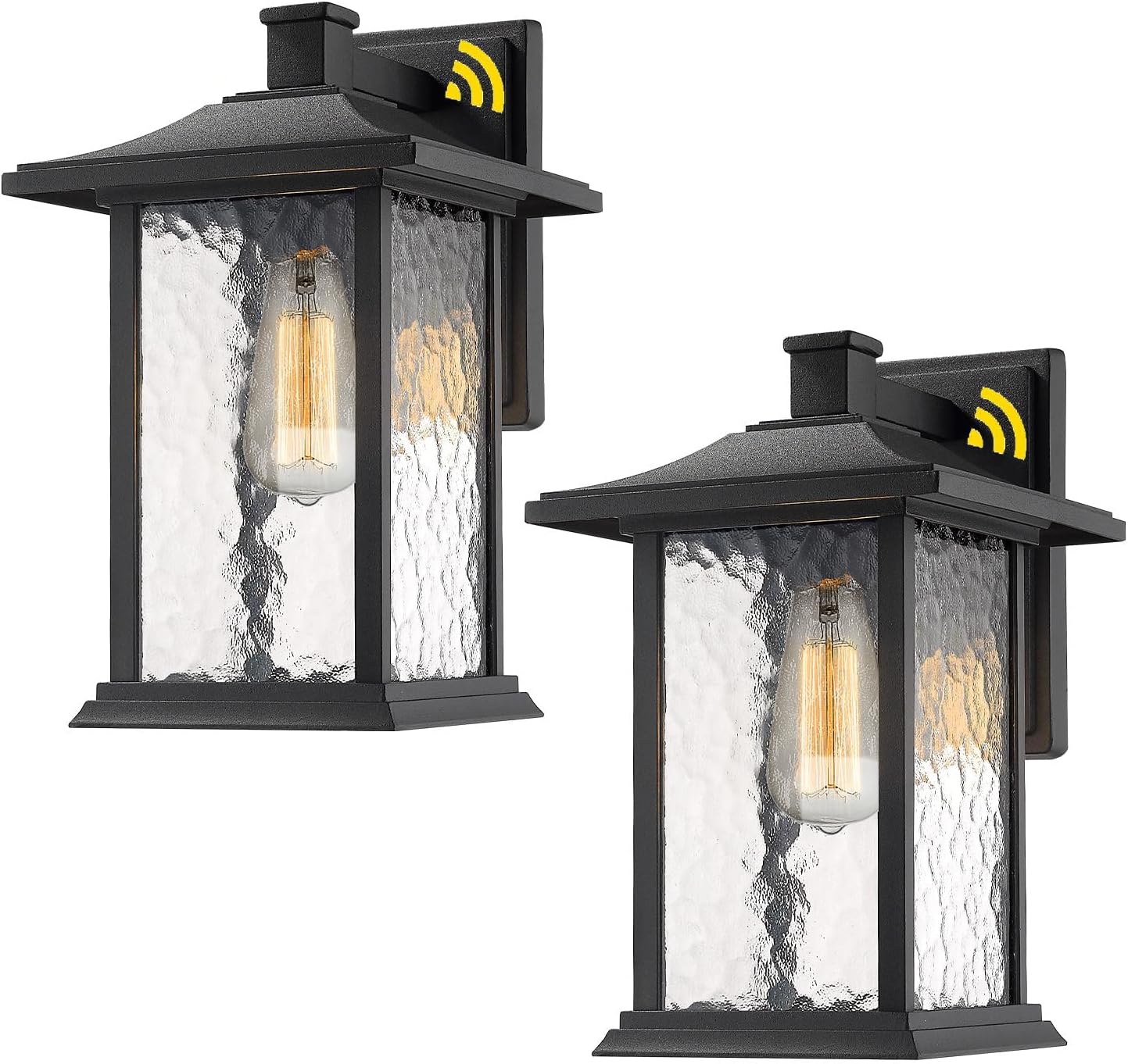 Outdoor Pendant Lights for Porch, 14"H Large Exterior Hanging Lantern Chandelier, Black Cast Aluminum w/Water Glass - A272H-1PK