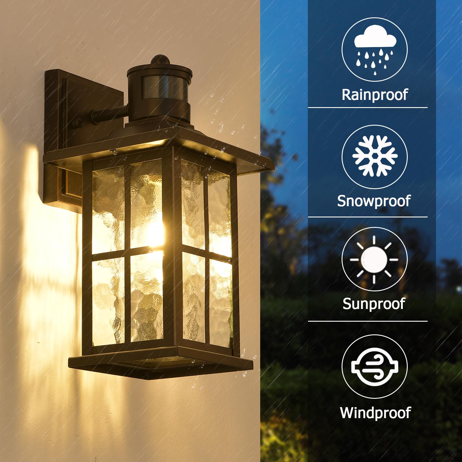 Motion Sensor Outdoor Wall Lantern Dusk to Dawn Exterior Porch Light Fixture Brown Outside Garage Sconce Lighting Waterproof Farmhouse Wall Mount Carriage Lamp for House Patio Doorway