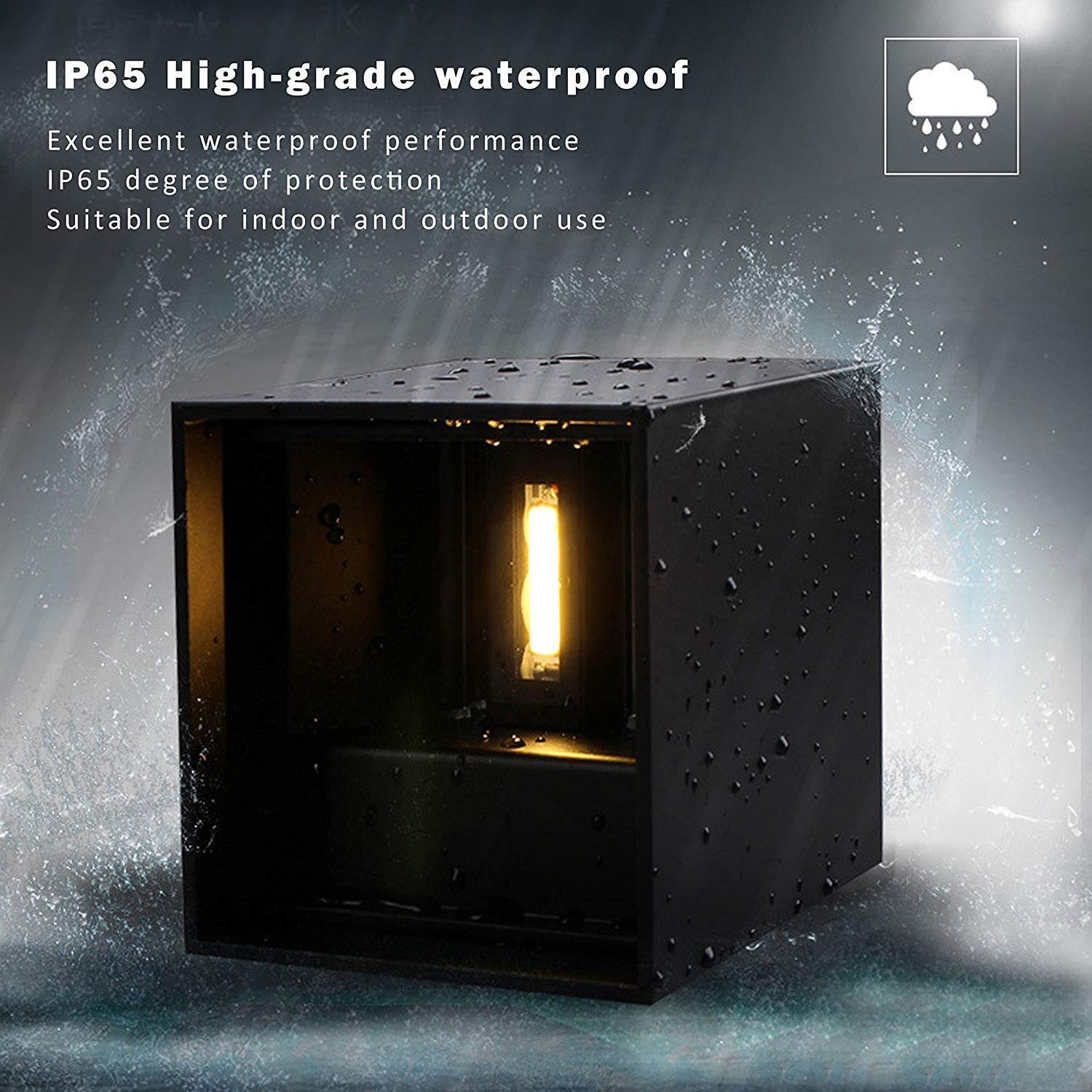 LANFU LED Aluminum Waterproof Outdoor Wall Sconce, Outdoor Wall Light 6W 100-277V 3000K Outdoor Cube Square Wall Light Warm Light 2 LEDs Black 6W Outside Wall Lights for House Patio