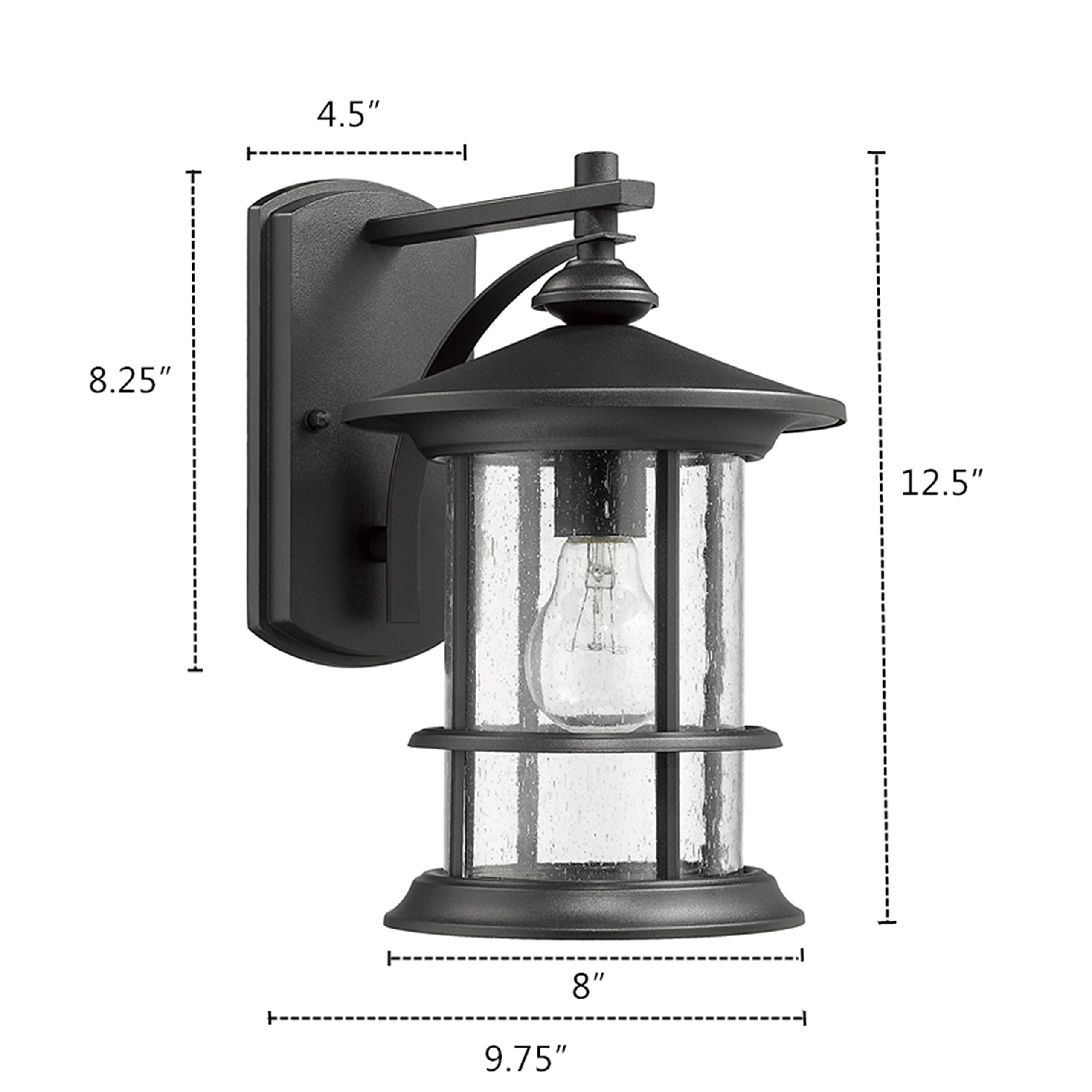 Oil Rubbed Bronze Outdoor Light Sconces Wall Mount, Clear Seedy Glass Large Exterior Porch Wall Lantern, 12.5" Outside Lights for House, Front Porch, Patio, Backyard