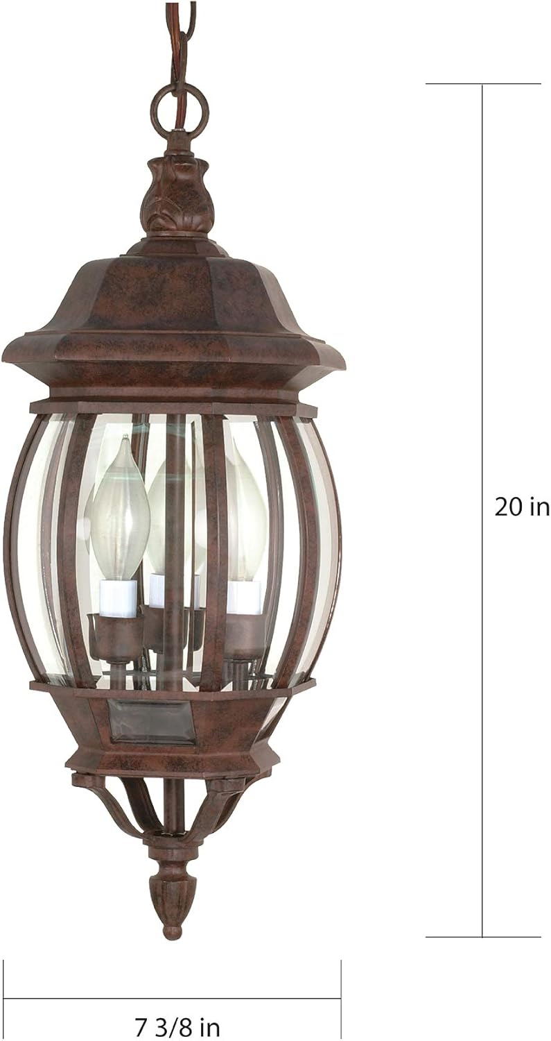 Three Light Hanging Lantern, Bronze/Dark