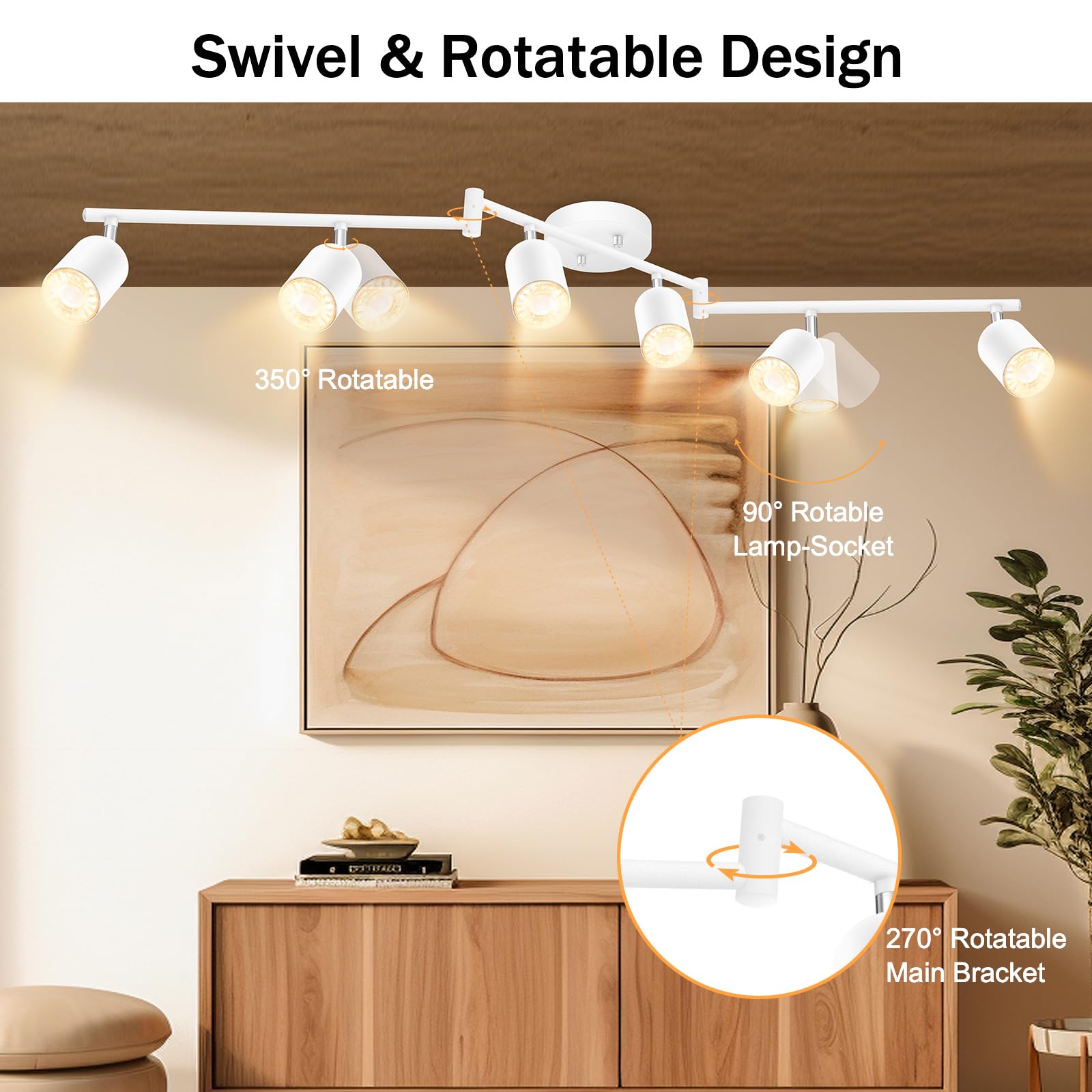 LED 2 Light Track Lighting Kit, Black 2 Way Ceiling Spot Lighting, Flexibly Rotatable Light Head for Kitchen, Living Room, Bedroom, GU10 Bulb Not Included