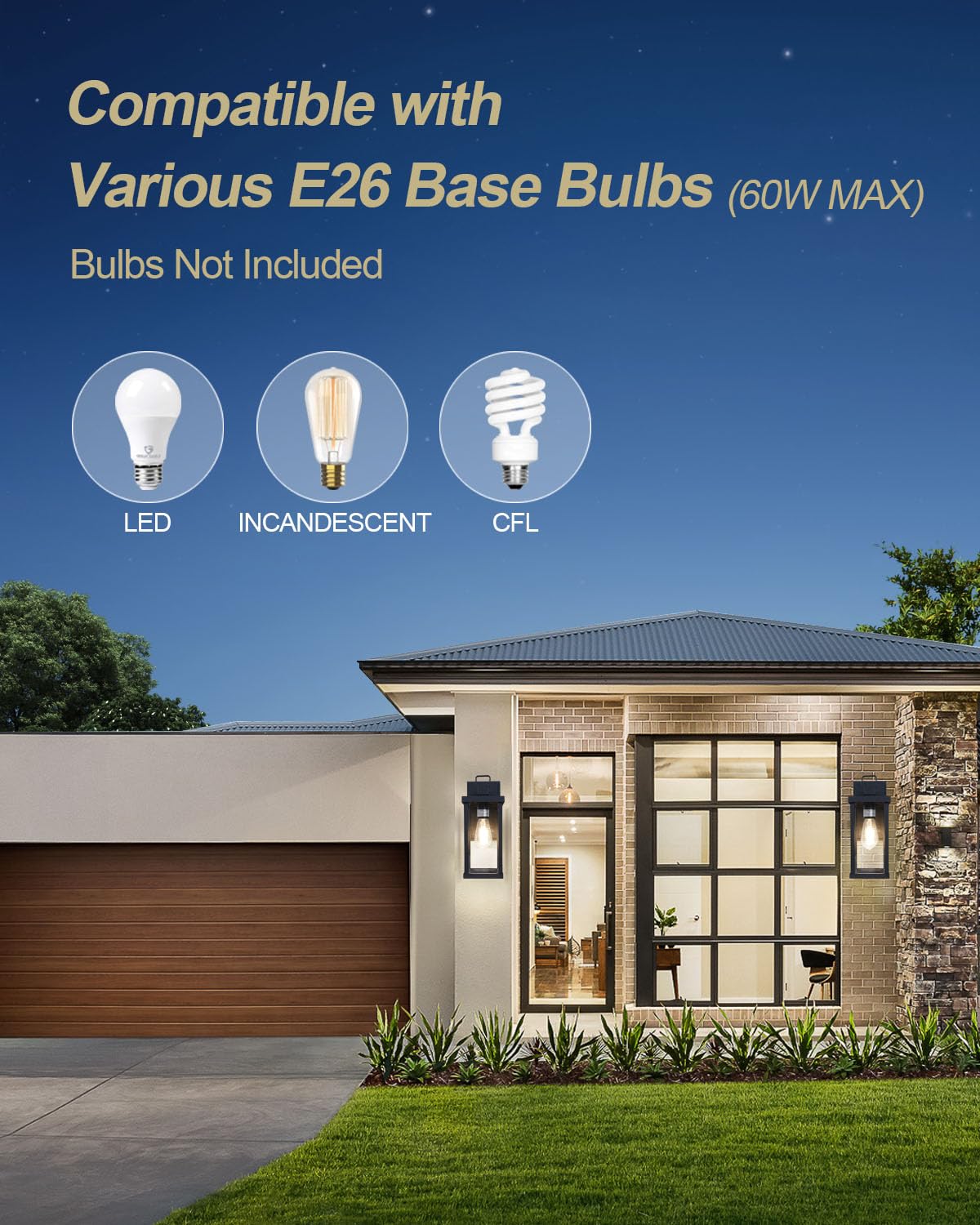 1 Pack 12.52''H Outdoor Wall Light with Clear Glass Shade, Rustproof Waterproof Porch Light, Matte Black Outdoor Light Fixture, Outside Light for House, Garage, Patio, Bulb Not Included