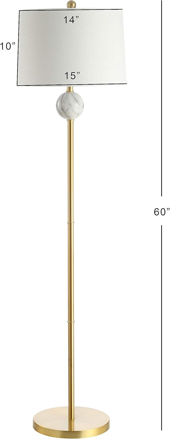 60" Modern Metal/Resin LED Floor Lamp Classic,Glam,Transitional for Bedrooms, Living Room, Office, Reading, BrassGold/White