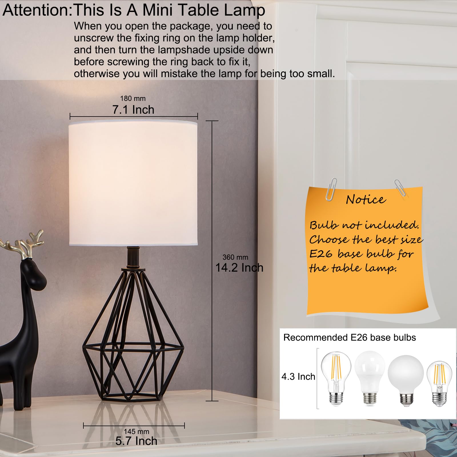 Gold Modern Hollow Out Base Bedroom Small Table Lamp,Bedside Nightstand Lamp with Geometric Metal Base White Fabric Shade,Cute Desk Lamp for Kids Living Room