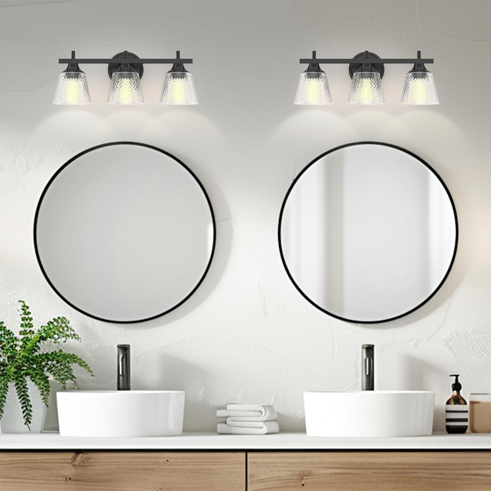 LED Vanity Light, 30inch Dimmable Bathroom Light Fixtures Over Mirror, 15W 6000K Black and Gold Modern Linear Vanity Lights, 360°Sconces Wall Lighting Bar(White Light)