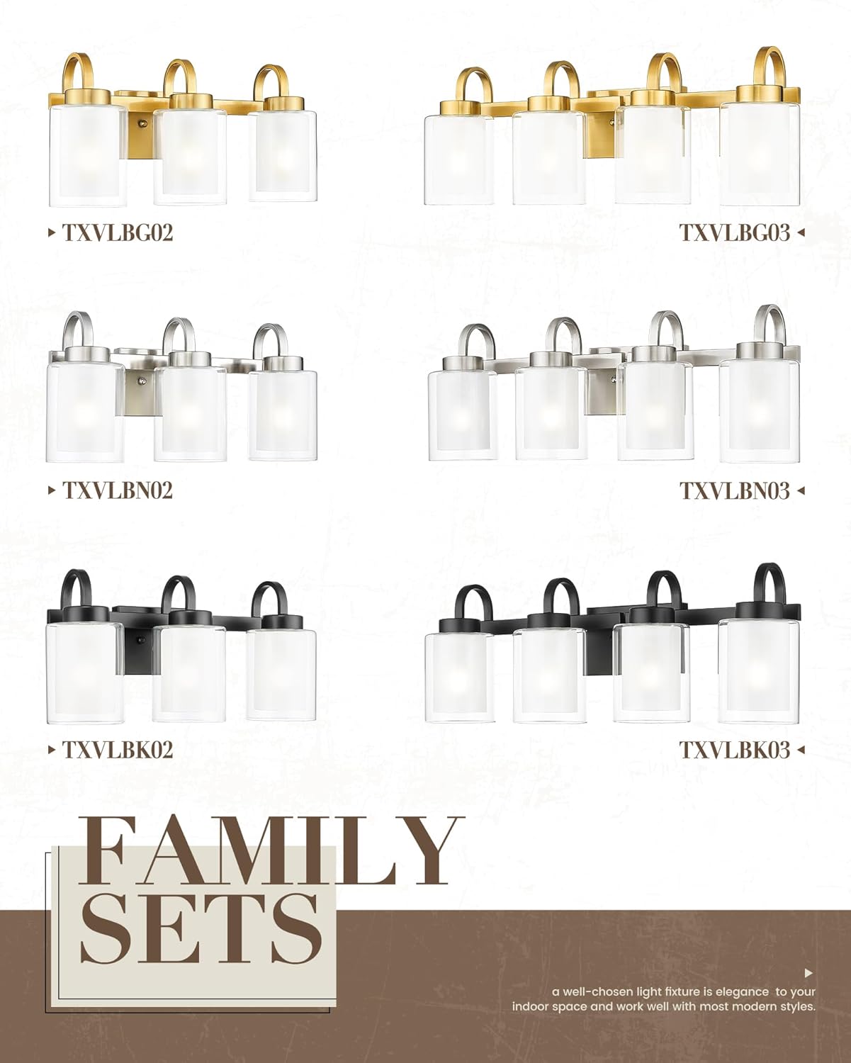 3-Light Bathroom Vanity Light, Brushed Nickel Vanity Light Over Mirror, Farmhouse Wall Sconces with Dual Glass Shade, Modern Wall Lamp for Bathroom Hallway Living Room