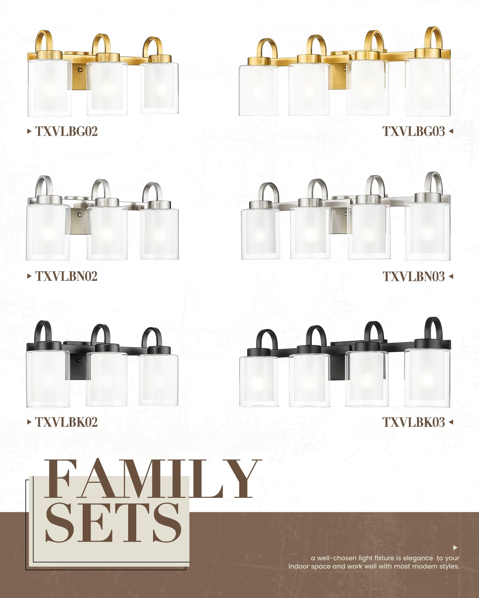 3-Light Bathroom Vanity Light, Brushed Nickel Vanity Light Over Mirror, Farmhouse Wall Sconces with Dual Glass Shade, Modern Wall Lamp for Bathroom Hallway Living Room