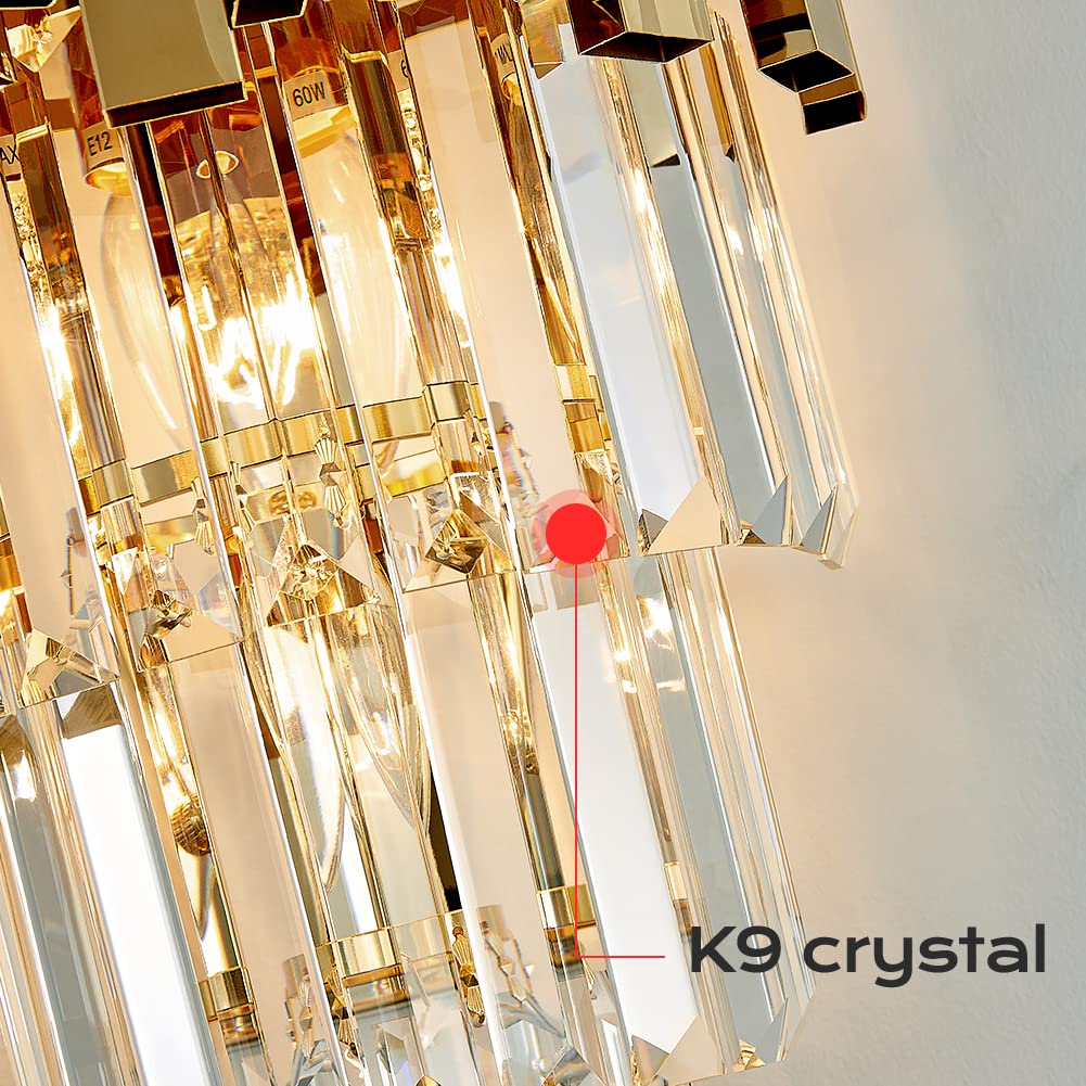 Rectangle Black Modern Chandeliers for Dining Rooms - L47 Inches Luxury Crystal Chandelier Lighting, Glass Shade Pendant Ceiling Light Fixtures for Kitchen Island, Bar