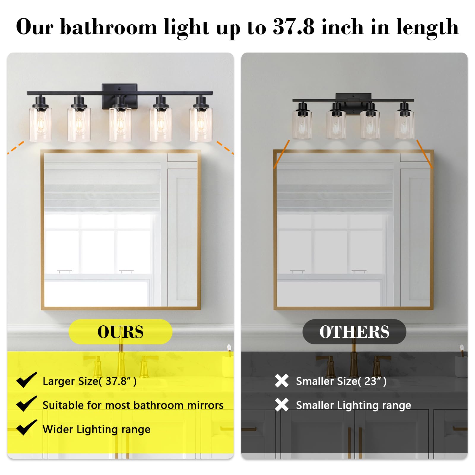 Ascher Bathroom Vanity Light Fixtures, 3 Light Wall Sconces Lighting with Clear Glass Shade, Brushed Nickel Wall Lights for Mirror, Kitchen, Living Room, Gallery, E26 Base (Bulbs Not Included)