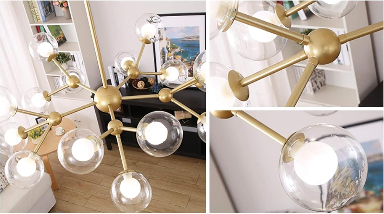 Chandelier,Gold Light Fixture for Bedroom,12-Light Ceiling Light Fixture for Dining Room,Living Room,Kitchen