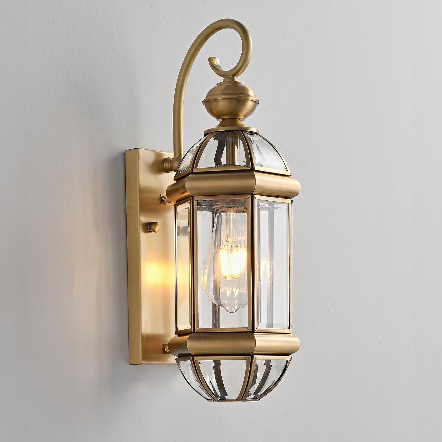 17" H Copper Brass Outdoor Wall Light Exterior Lantern Gold Light Fixtures Outside Porch Lights IP65 Waterproof Paito Wall Mount Lighting for House