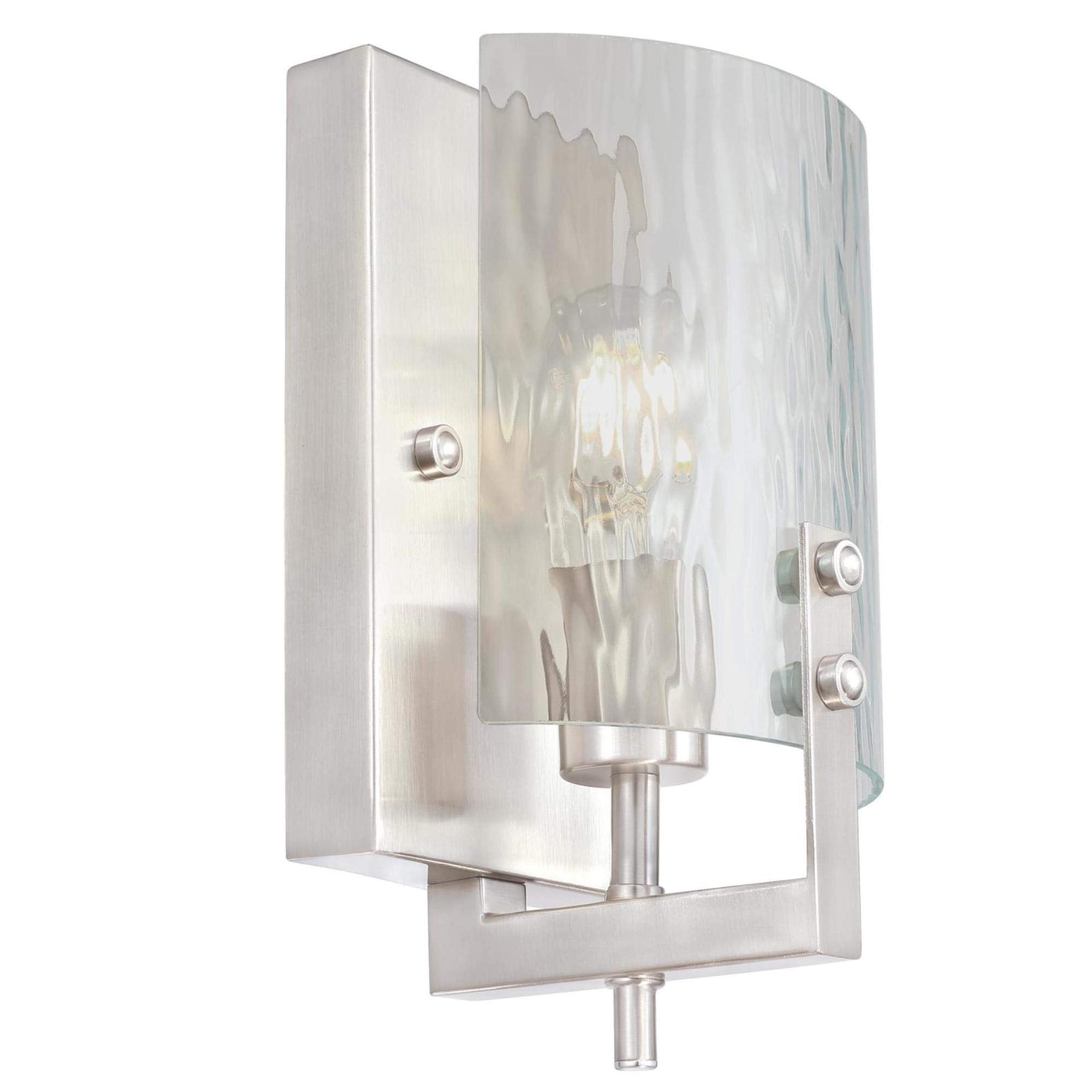 One Indoor Fixture, Finish Wall Sconce, 1-Light, Brushed Nickel Frosted Glass