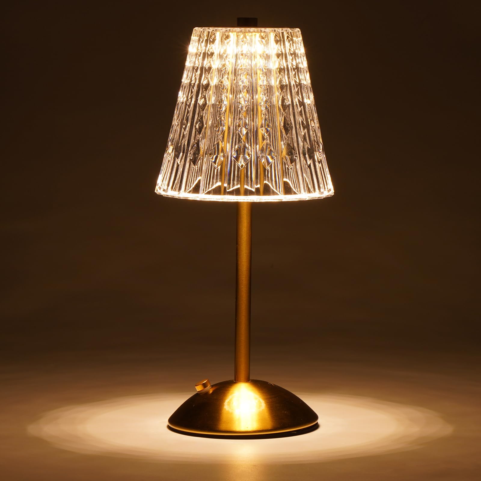 Cordless Lamp,Touch Dimmable Crystal Lamp 3 Colors,Portable LED Gold Lamp,Rechargeable Small Lamp,Battery Operated Lamp Vintage Lamp for Bedroom Living Room Restaurant Outdoor Indoor(Gold)