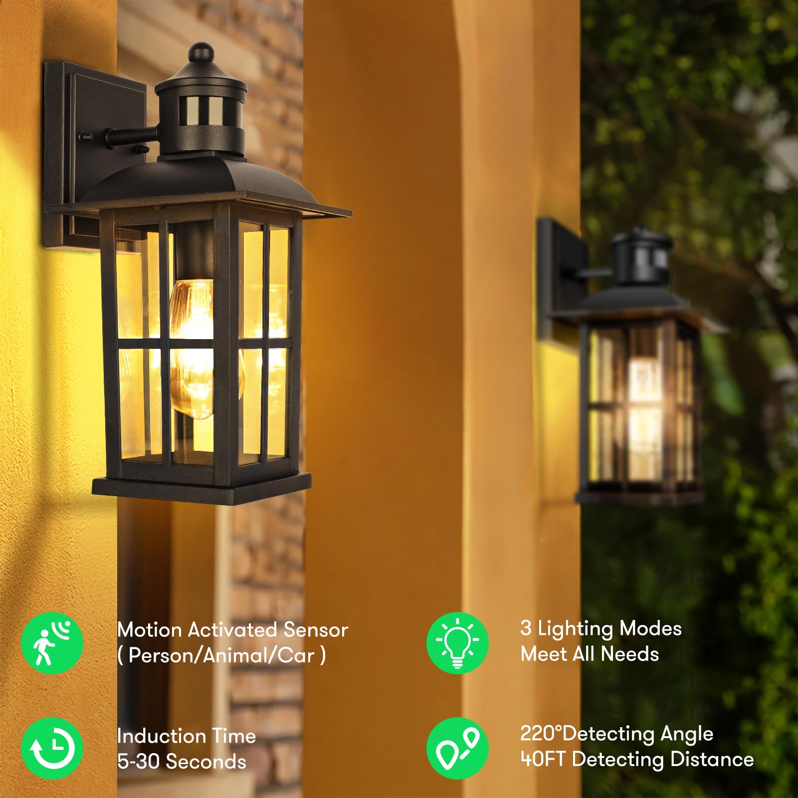 Outdoor Light - Advanced Dusk to Dawn Exterior Lantern Fixtures Wall Sconce, Waterproof Porch Light Fixtures Wall Mount for Entryway Garage, Anti-Rust 100% Aluminum