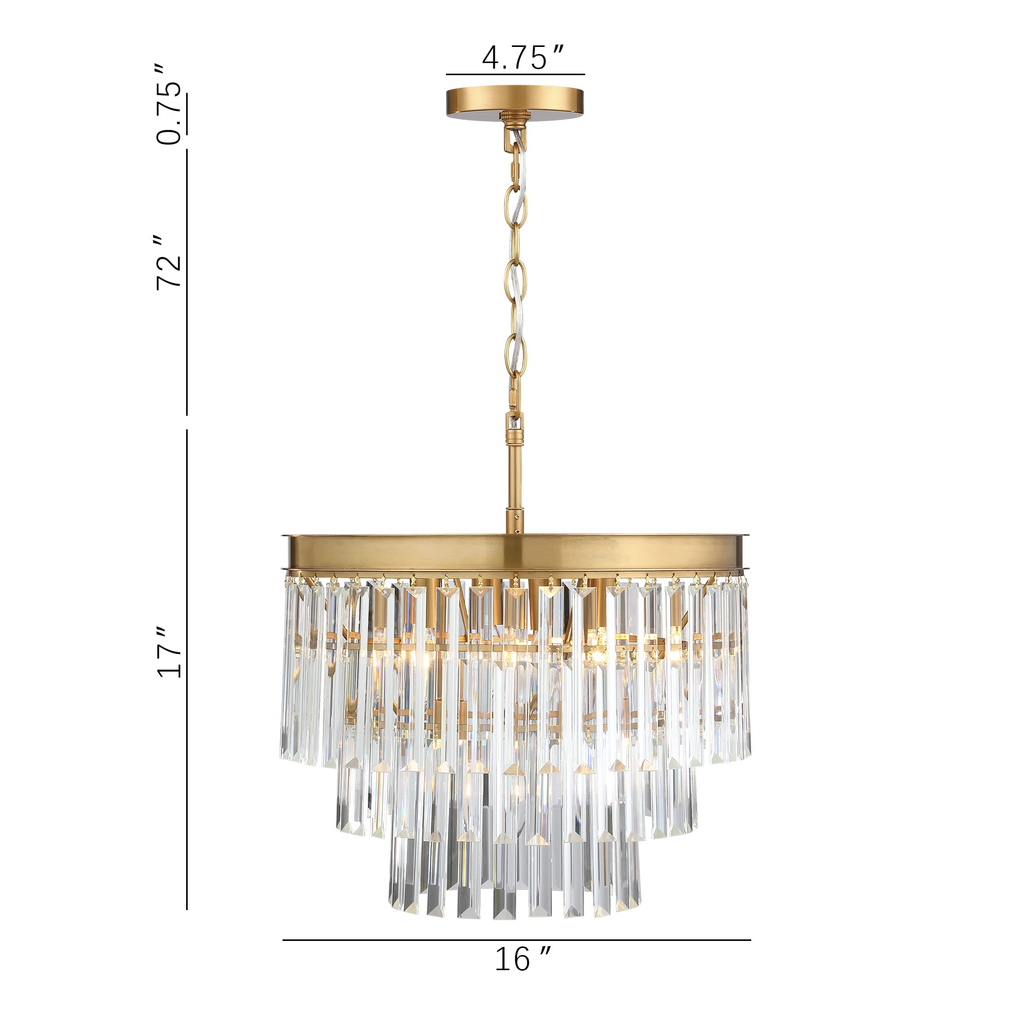 Crystal Chandelier Lighting Fixture Gold Finish 2-Tier Hanging Pendant Ceiling Lights for Living Room Bedroom Dinning Room Hallway