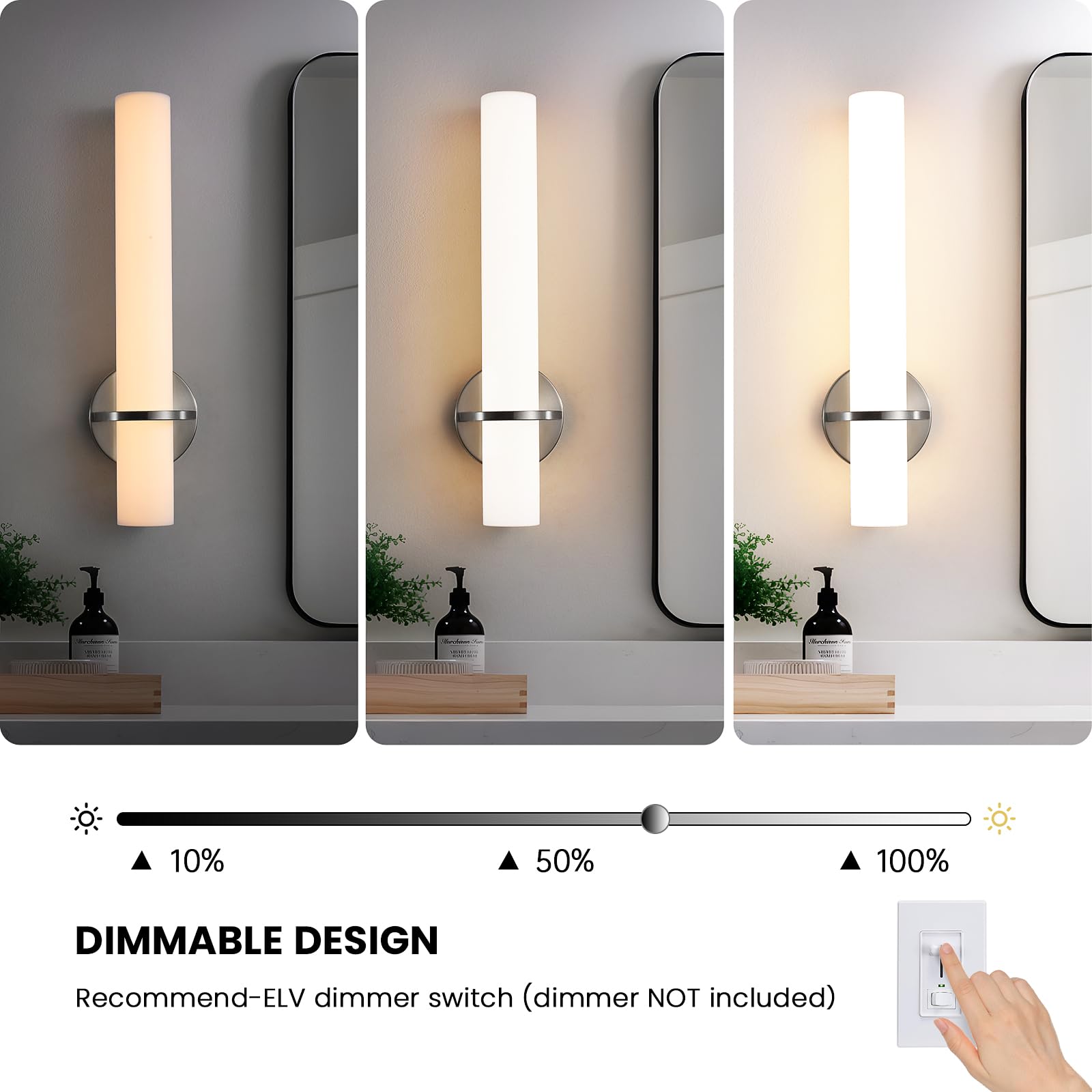 Gold Wall Sconces Set of Two - Dimmable Modern Sconces Wall Lighting 18W 3000K Led Wall Lights Acrylic Lampshade Hardwired Wall Light Fixtures for Living Room Bedroom Bathroom Hallway