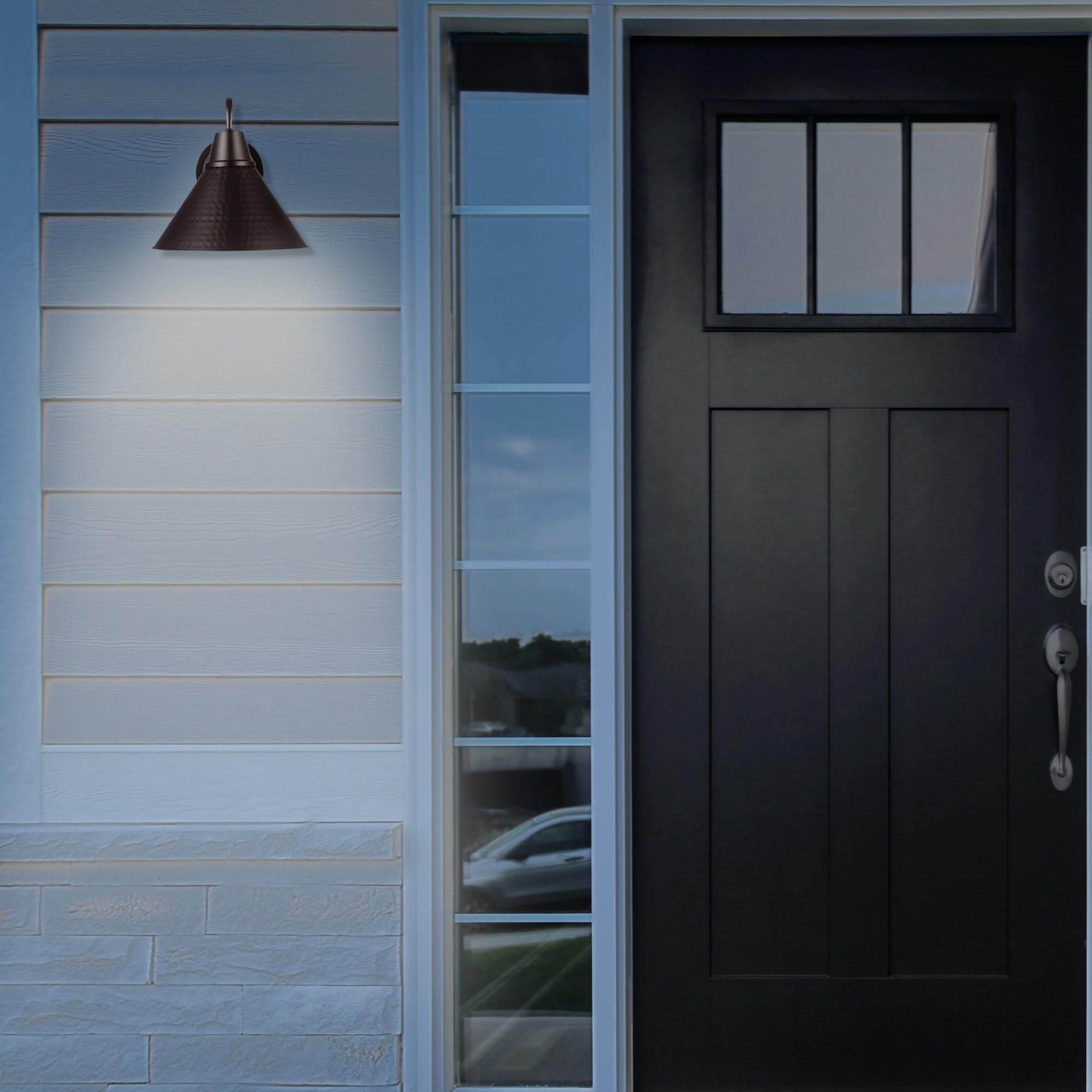 Modern Farmhouse Wall Sconce, Matte Black, 12 x 11 x 9 inches, Indoor/Outdoor, Kitchen, Porch Decor, 60W Bulb