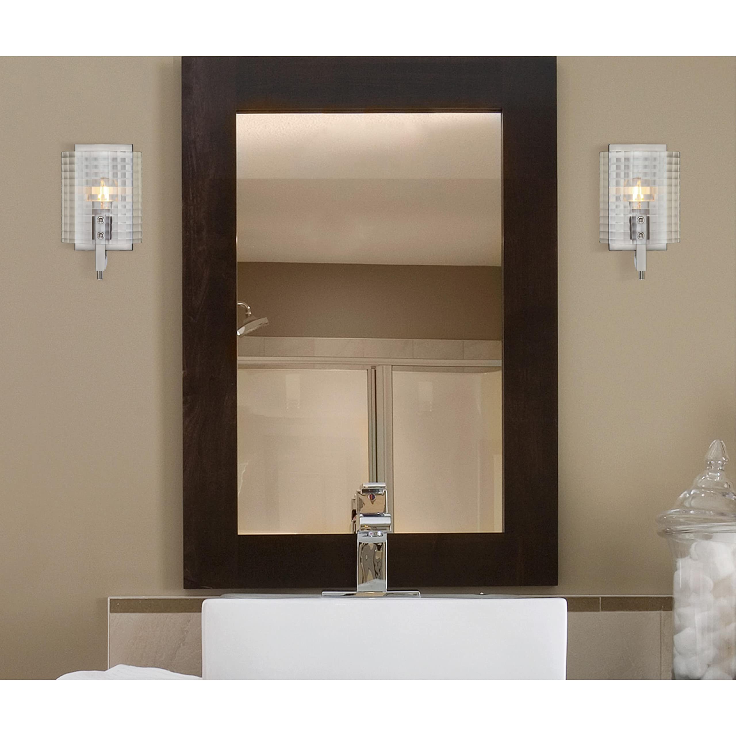 One Indoor Fixture, Finish Wall Sconce, 1-Light, Brushed Nickel Frosted Glass