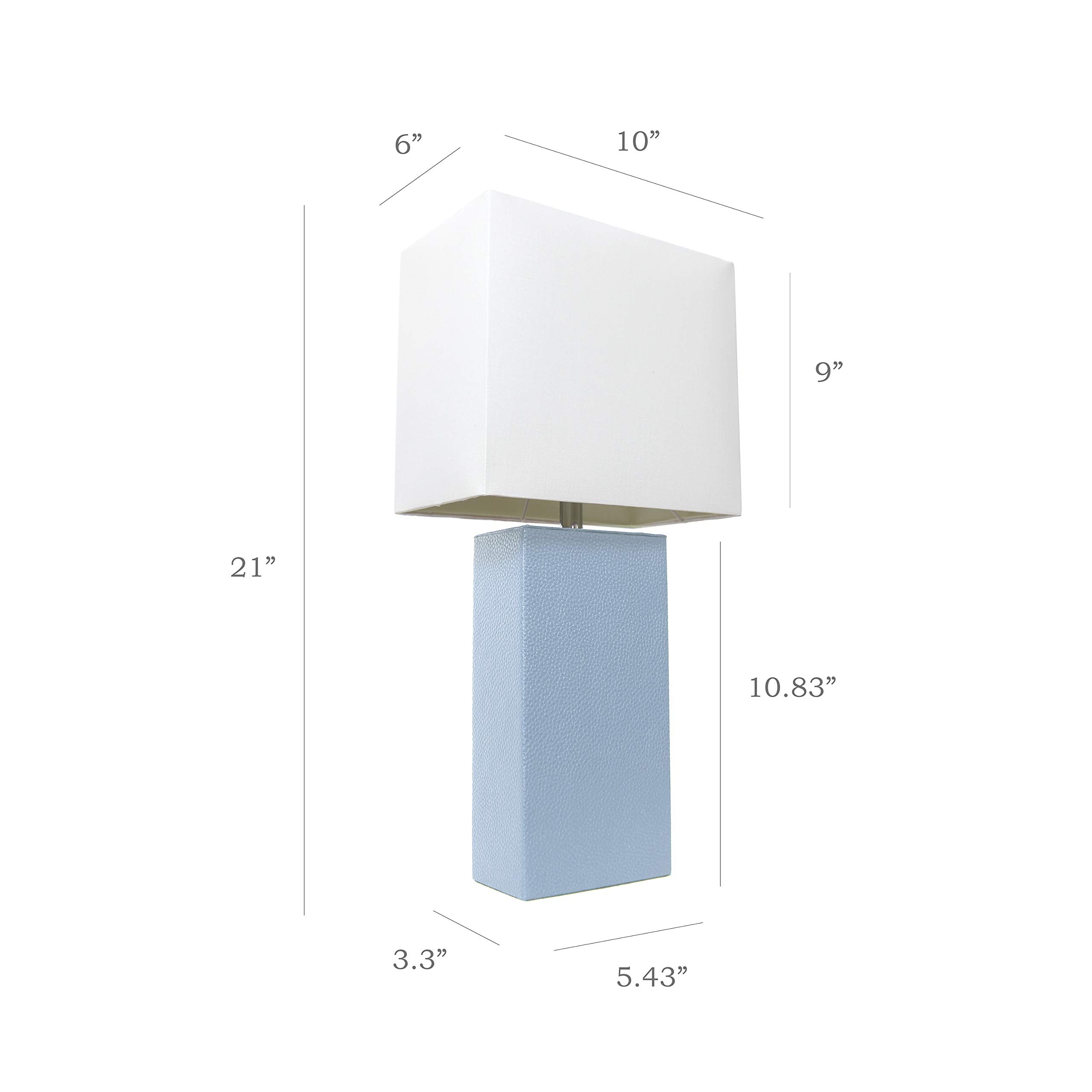 Modern Leather Table Lamp with White Fabric Shade, Gray (Pack of 1)