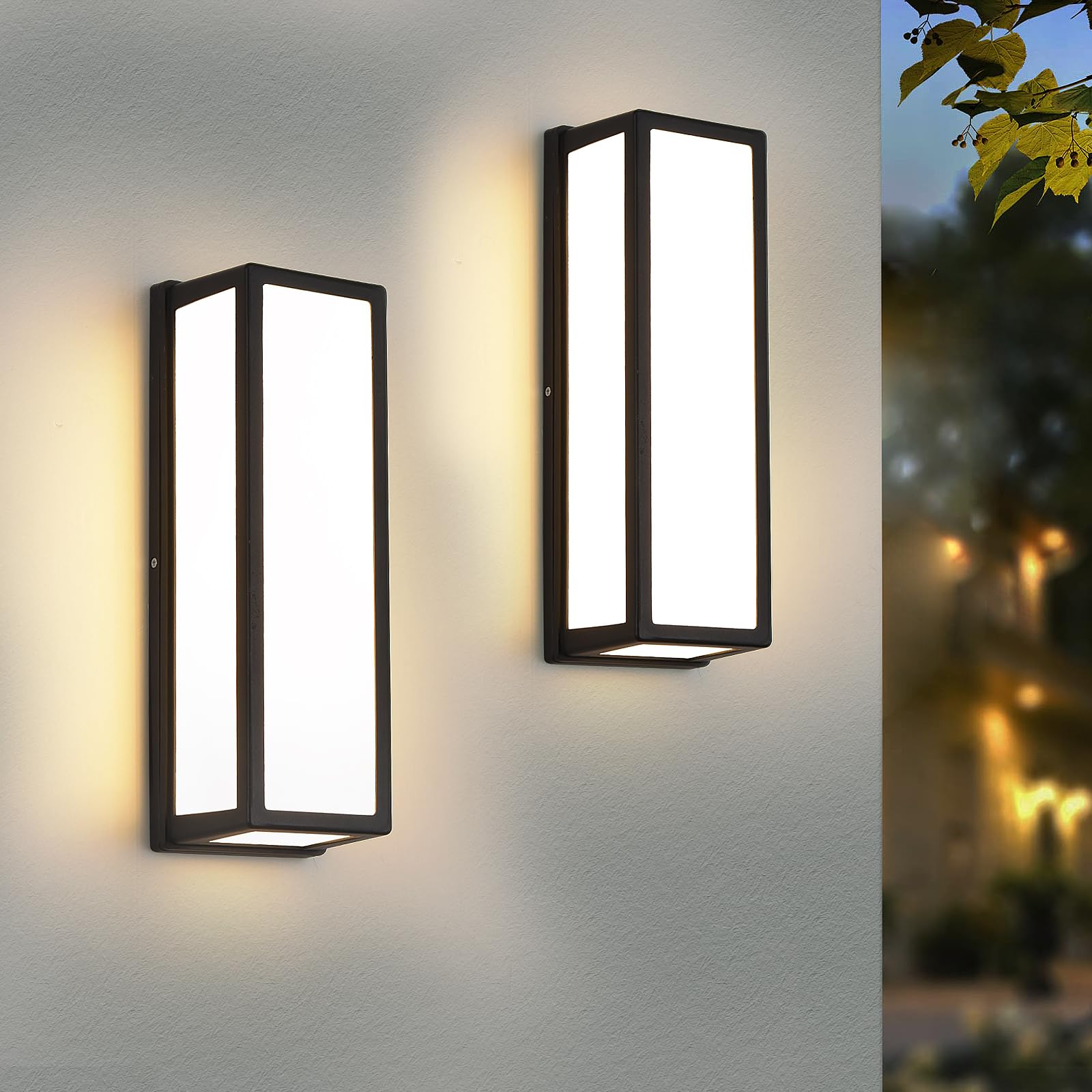 Outdoor Wall Light Modern Outdoor Sconce - 30W LED Exterior Lights Fixture Black Aluminum Outdoor Lighting Waterproof for Porch,Patio,Garage 2 Pack