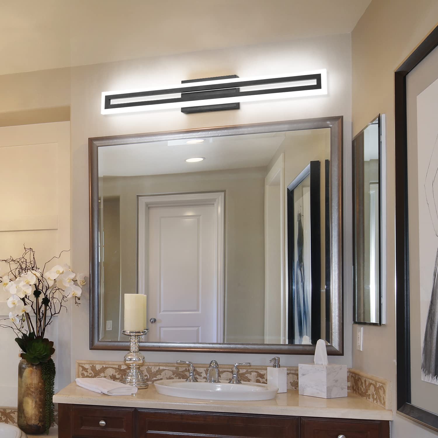 LED Vanity Light Bathroom Vanity Light,31.8 Inch Bathroom Lights Over Mirror 6000K Brushed Nickle