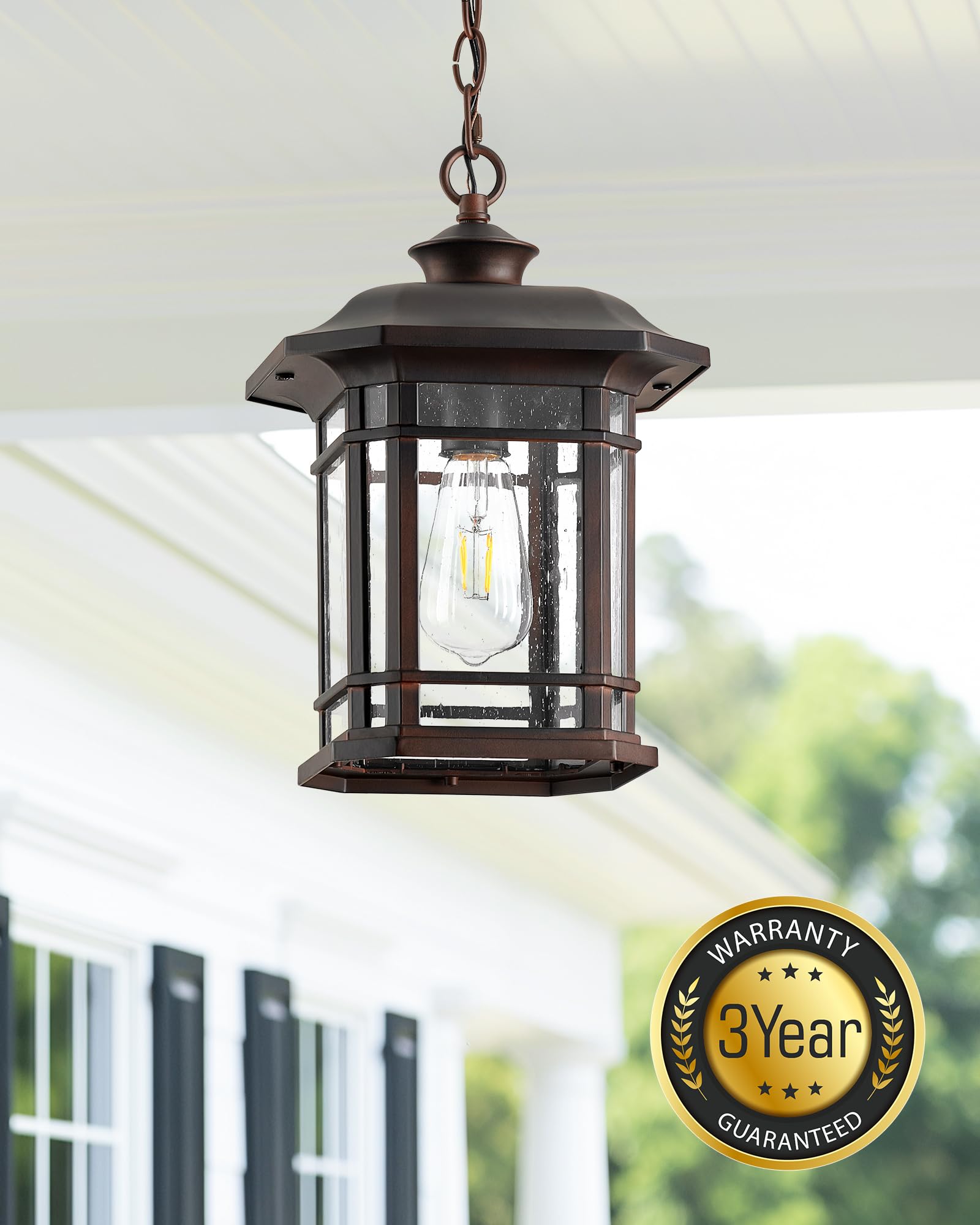 Outdoor Pendant Light, Brown Outdoor Chandelier Sconce, Oil Rubbed Bronze Porch Lights Outdoor Ceiling, Waterproof Hanging Outdoor Lights for House, Patio, Garden, Anti-Rust, 100% Aluminum