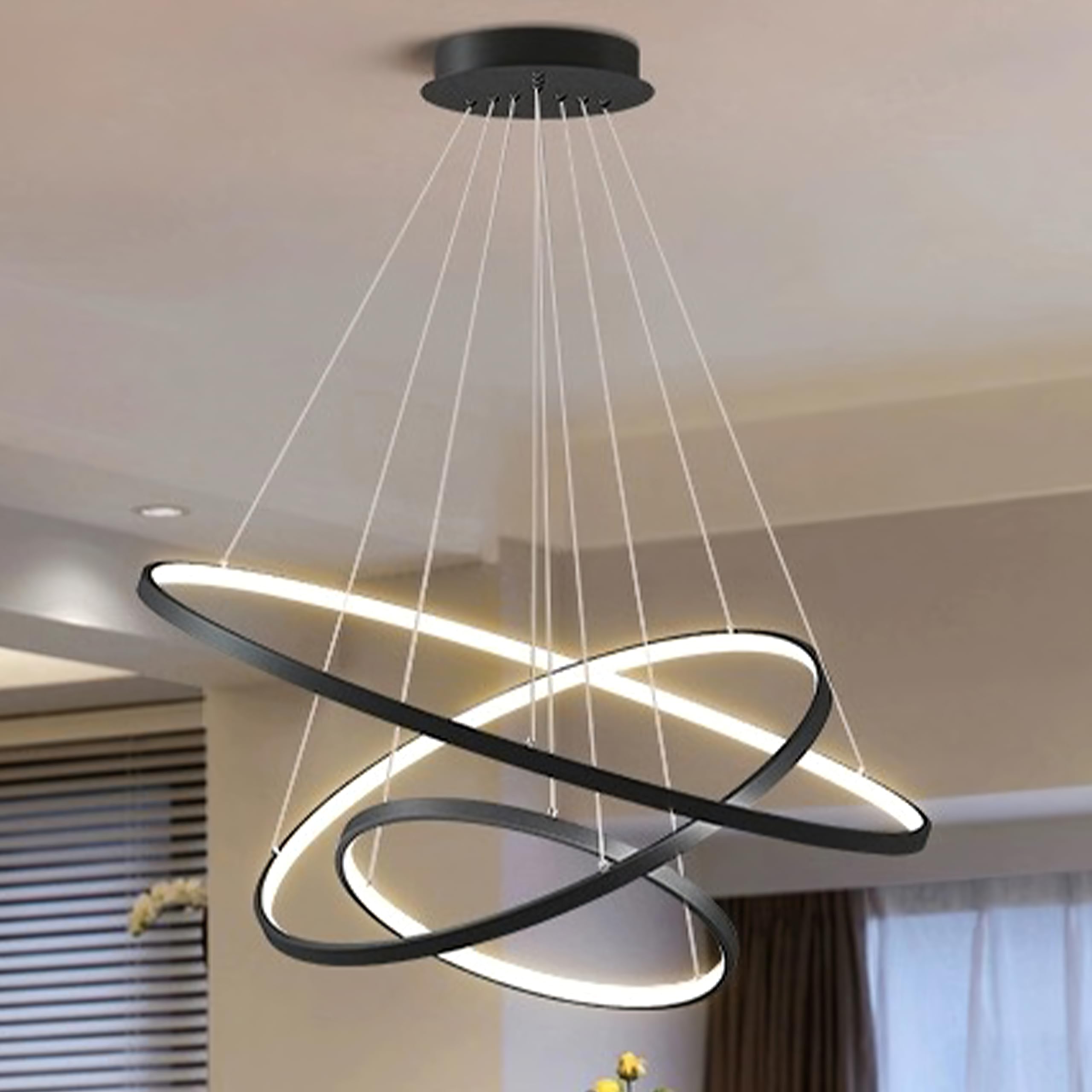 Modern LED Chandelier Contemporary Pendant Lighting Ring Light Fixture Gold with 4000K and 59in Height Adjustable Hanging Lamp for Kitchen Island Hallway Foyer Closet Corridor