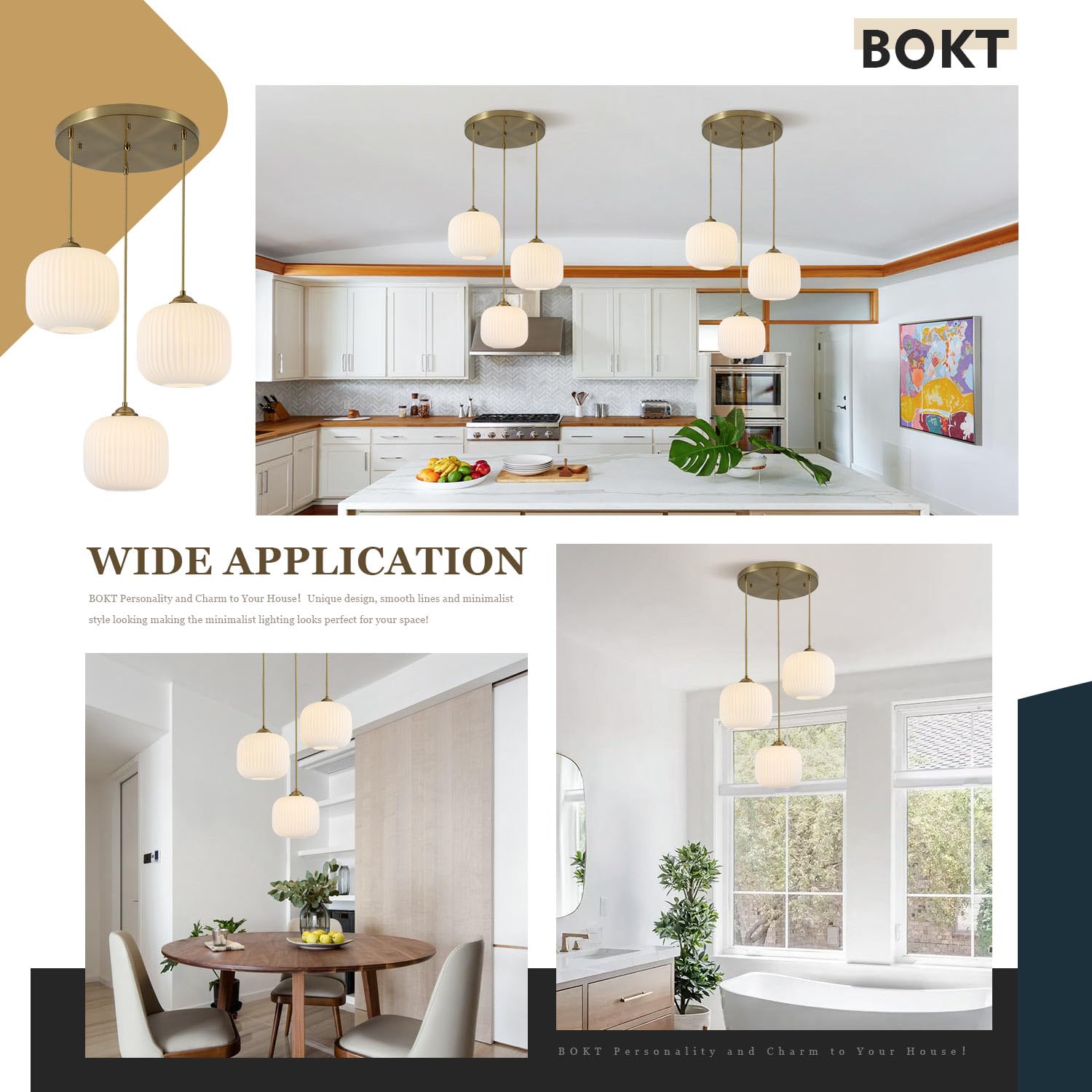 BOKT Modern Smokey Gray Glass Globe Pendant Light Adjustable 3-Light Cluster Pendant Lights Open Glass Kitchen Island Pendant Chandelier Vintage Multi Light Pendant Lighting Cluster Chandeliers