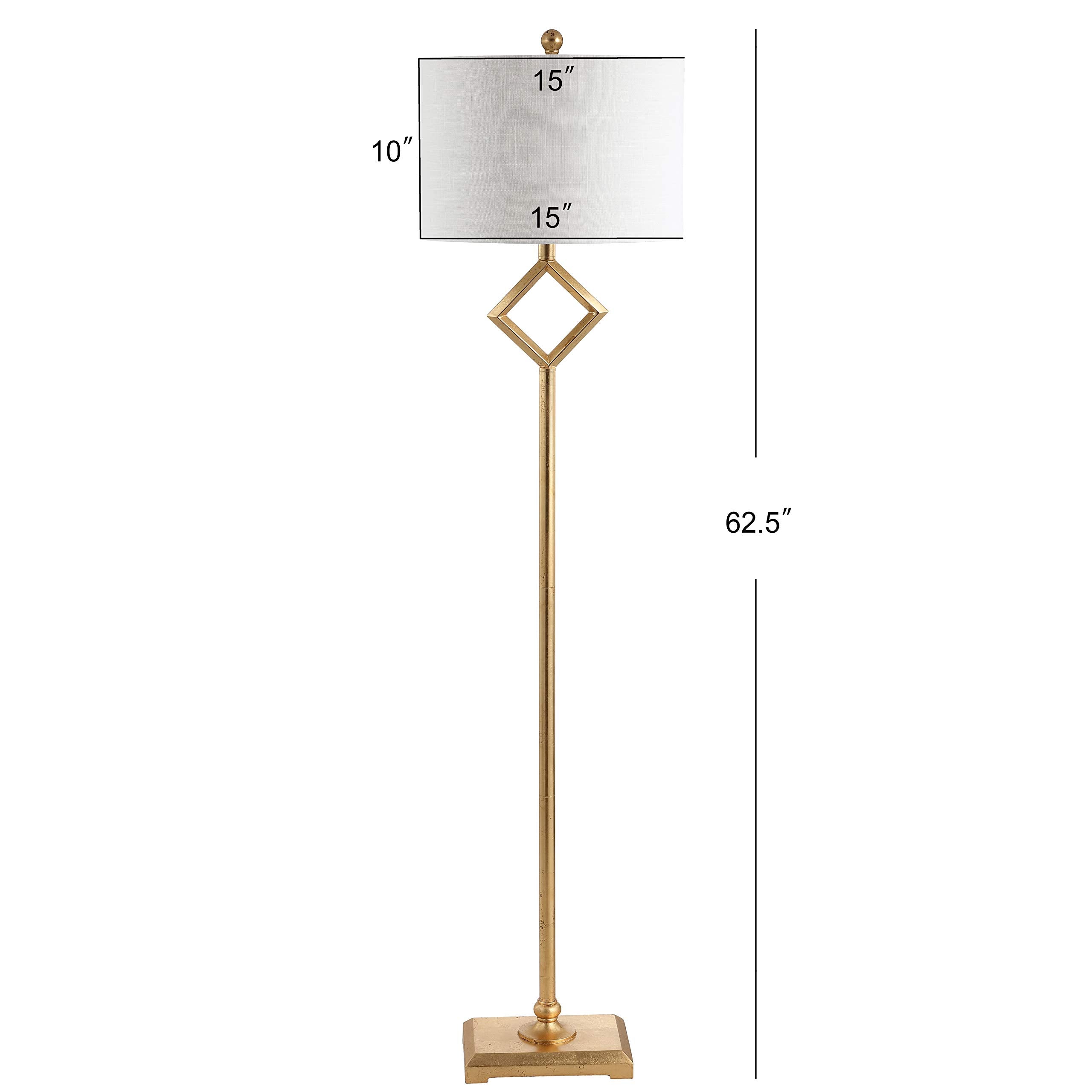 62.5" Metal LED Floor Lamp, Contemporary, Modern, Transitional, Office, Living Room, Family Room, Dining Room, Bedroom, Hallway, Foyer, Gold Leaf