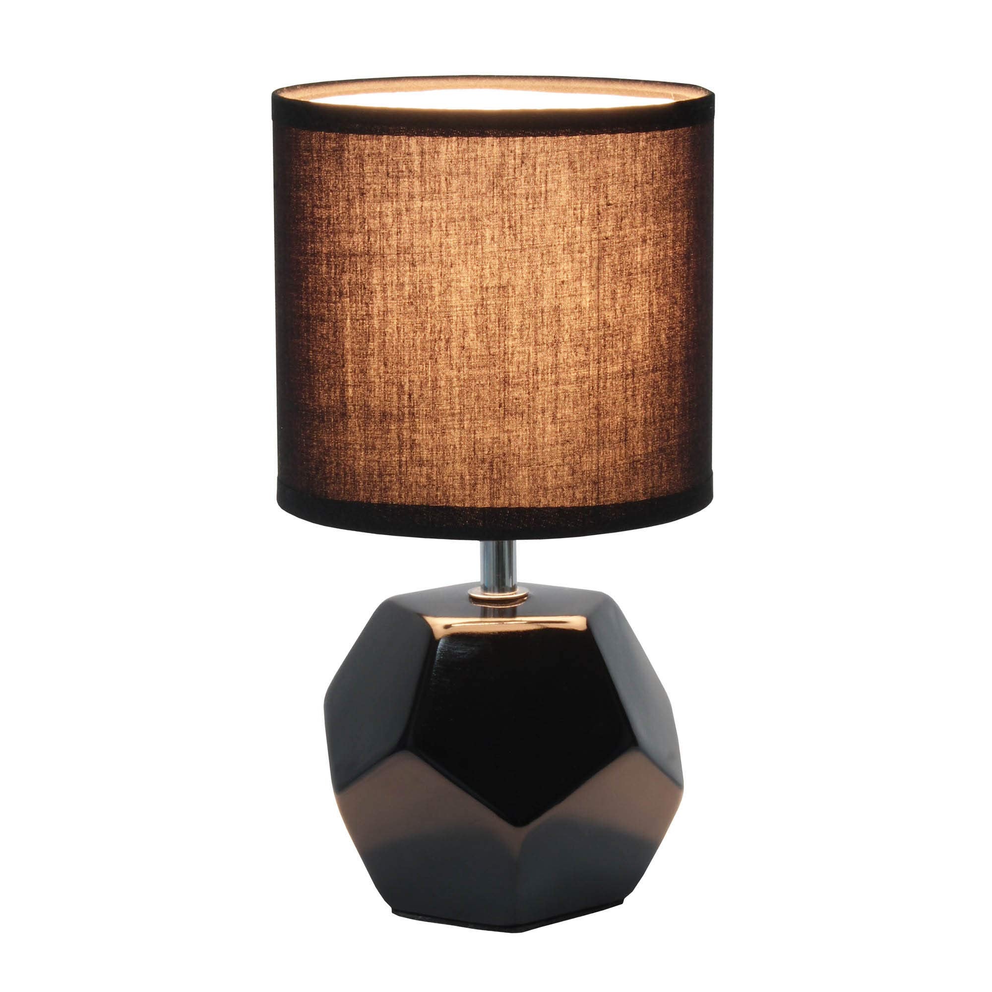 Round Prism Mini Table Lamp with Matching Fabric Shade, Gray