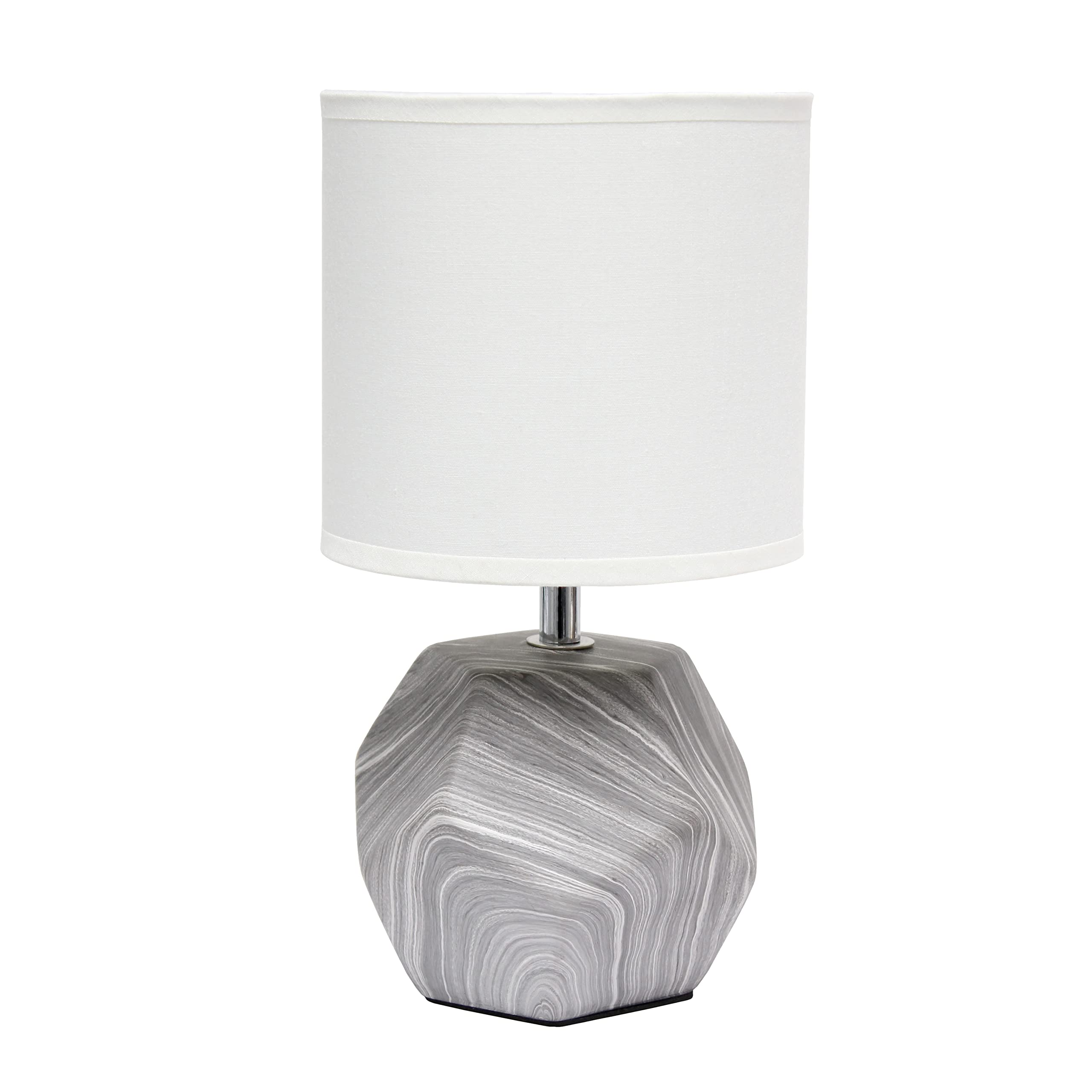 Round Prism Mini Table Lamp with Matching Fabric Shade, Gray