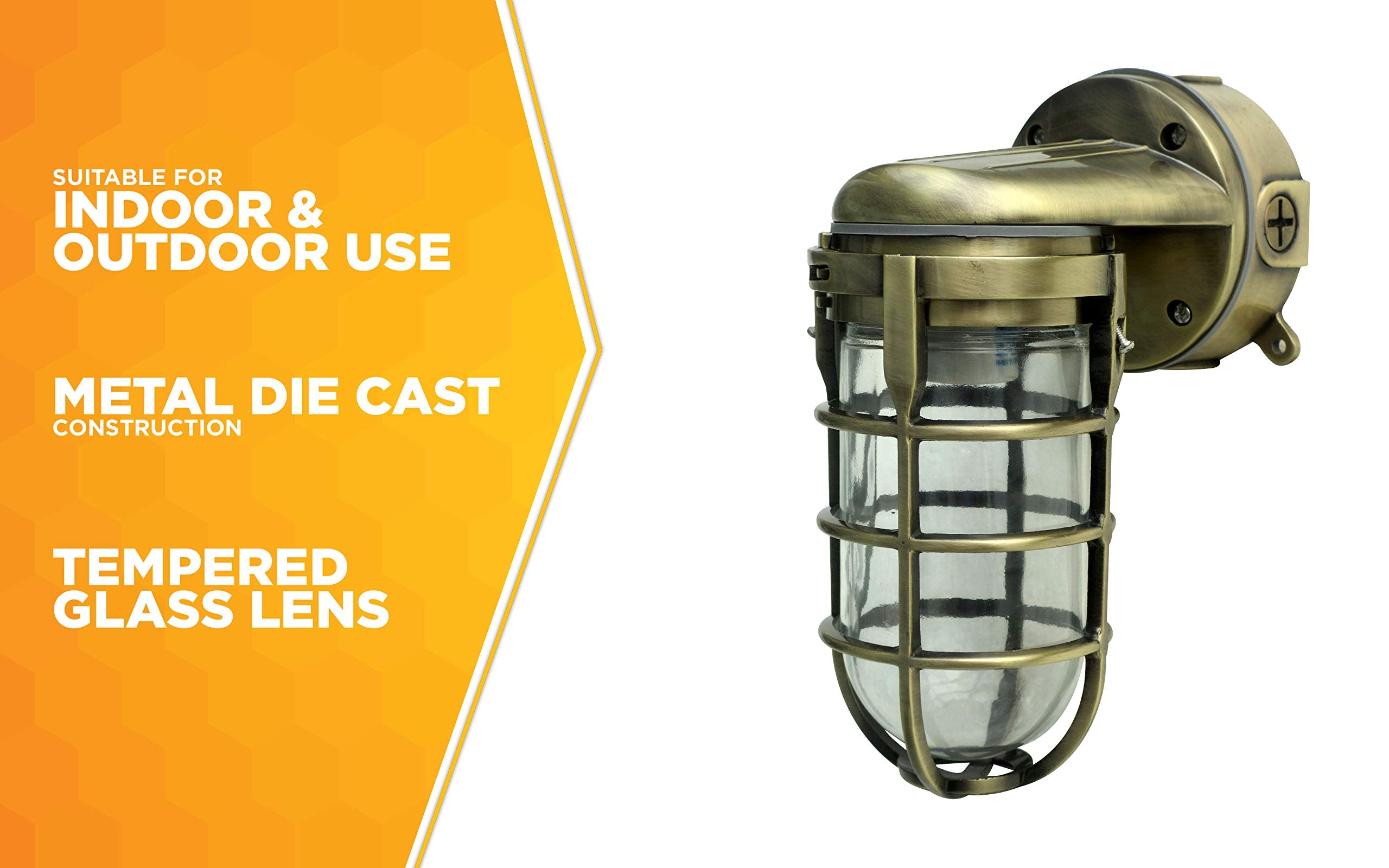 Wall Mount Light in Hammered Black Finish Sturdy Die Cast Aluminum Cage; 100 Watt Incandescent; Industrial Design; Suitable for Indoor and Outdoor Use