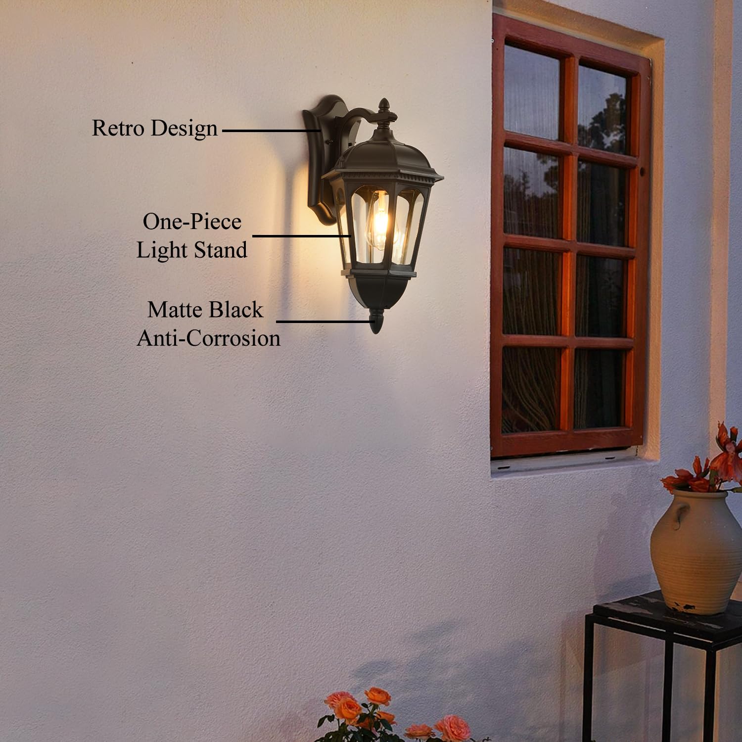 Large Outdoor Pendant Porch Light, 17.5''H Outdoor Hanging Lights, Waterproof Outside Chandelier Light, Black Exterior Hanging Front Lights with Clear Glass for Porch, Patio, Entryway