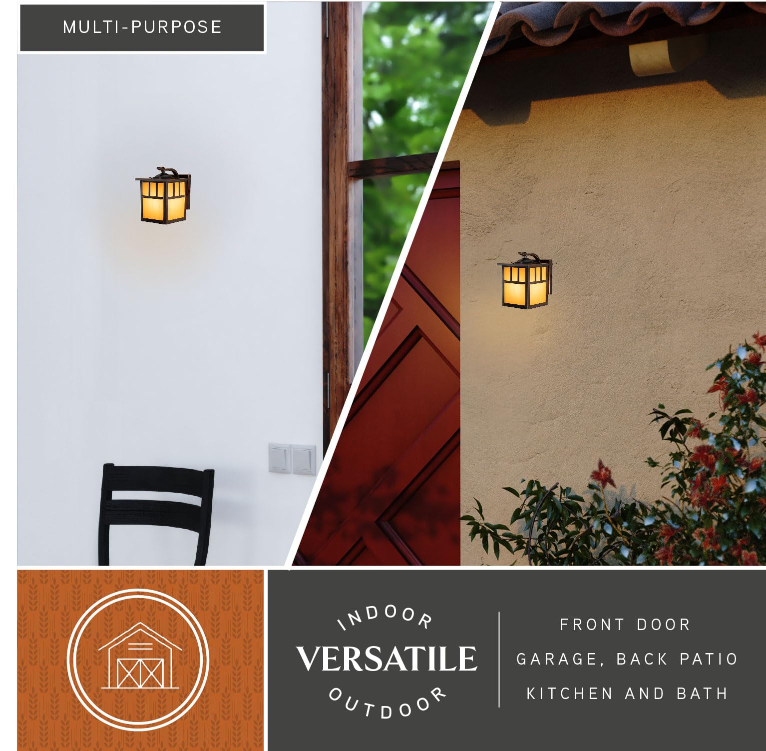 Indoor Outdoor Pendant Light - Mission Oil Burnished Bronze 7.25" Porch Hanging Ceiling Light Fixture with Honey Opal Glass, Craftsman Exterior Lantern Porch, Front Door, Entryway