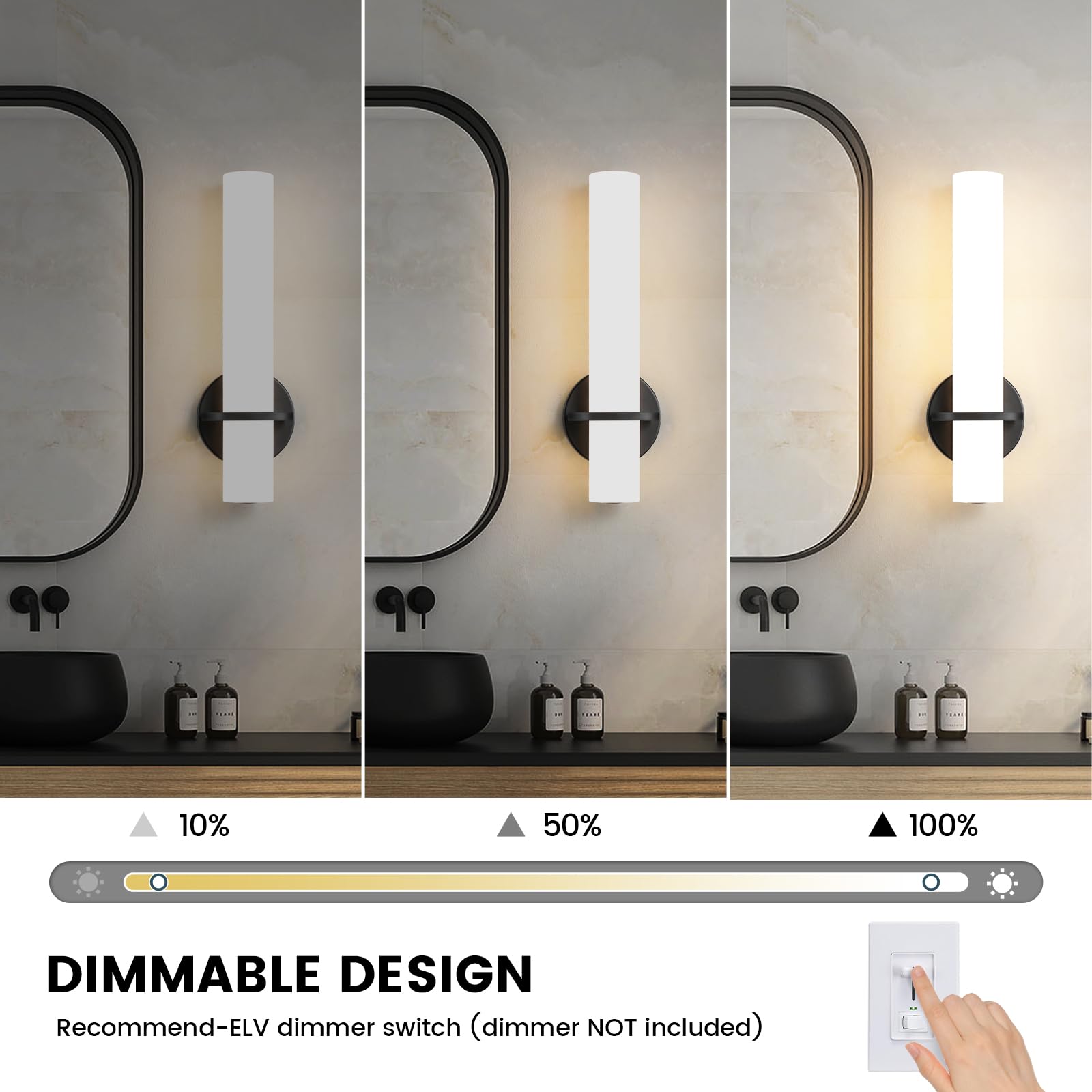 Gold Wall Sconces Set of Two - Dimmable Modern Sconces Wall Lighting 18W 3000K Led Wall Lights Acrylic Lampshade Hardwired Wall Light Fixtures for Living Room Bedroom Bathroom Hallway