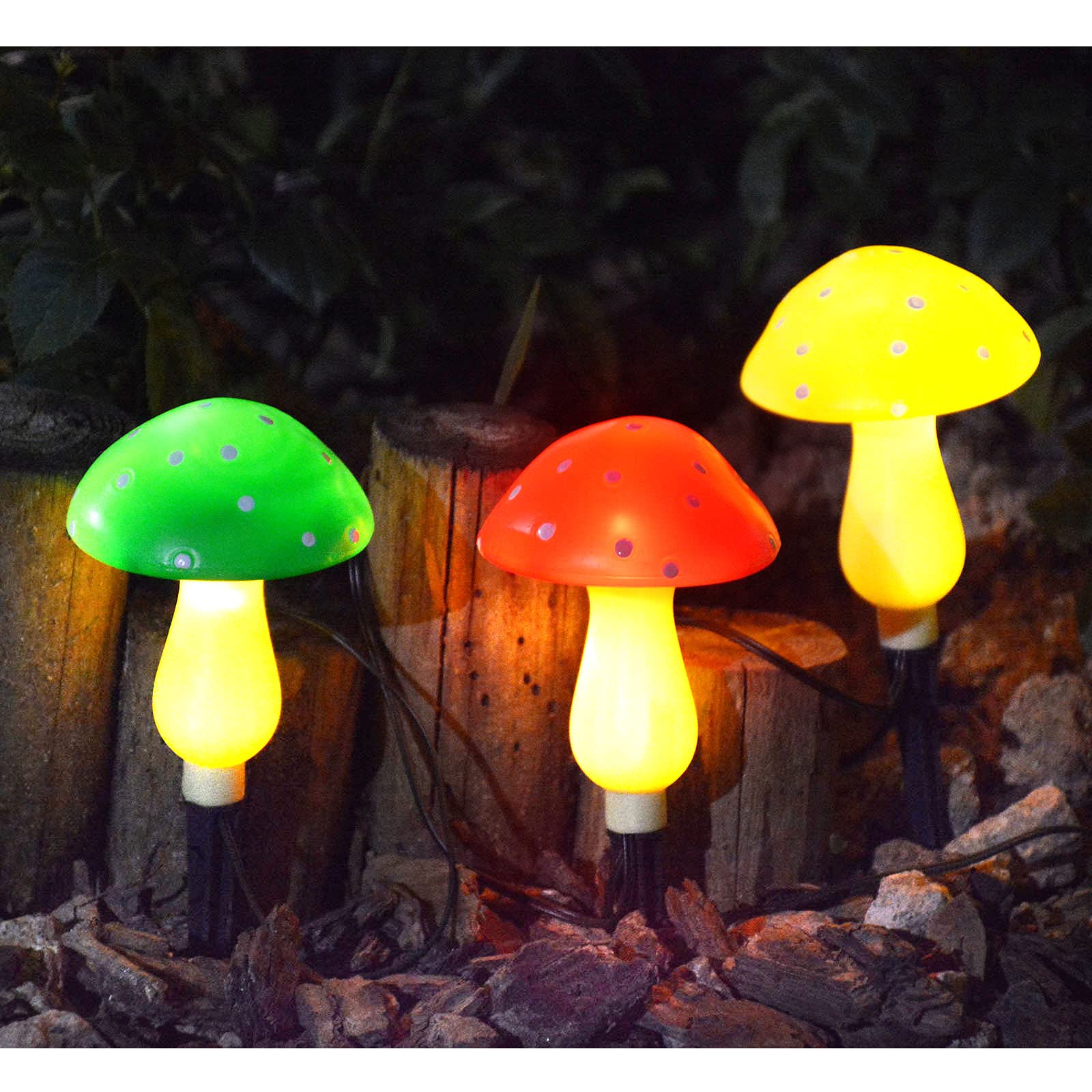 New Upgraded Waterproof Solar Mushroom Lights Outdoor Decor, 8 Modes for Garden Pathway Landscape Yard Easter Pathway Halloween Xmas Decorations, Set of 6 Red