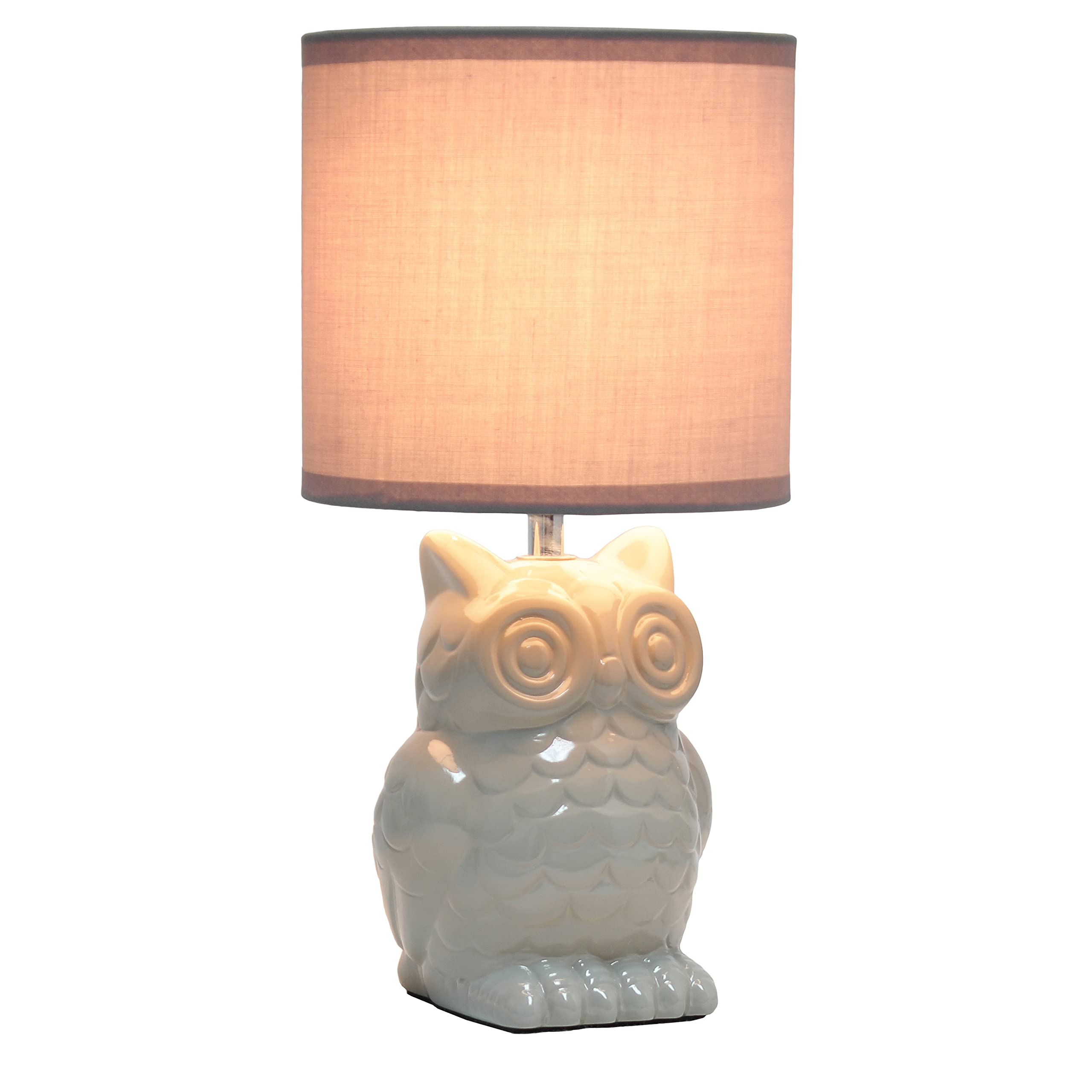 12.8" Tall Contemporary Ceramic Owl Bedside Table Desk Lamp w Matching Fabric Shade for Decor, Bedroom, Nightstand, Living Room, Entryway, Kids' Room, Nursery, Sage Green