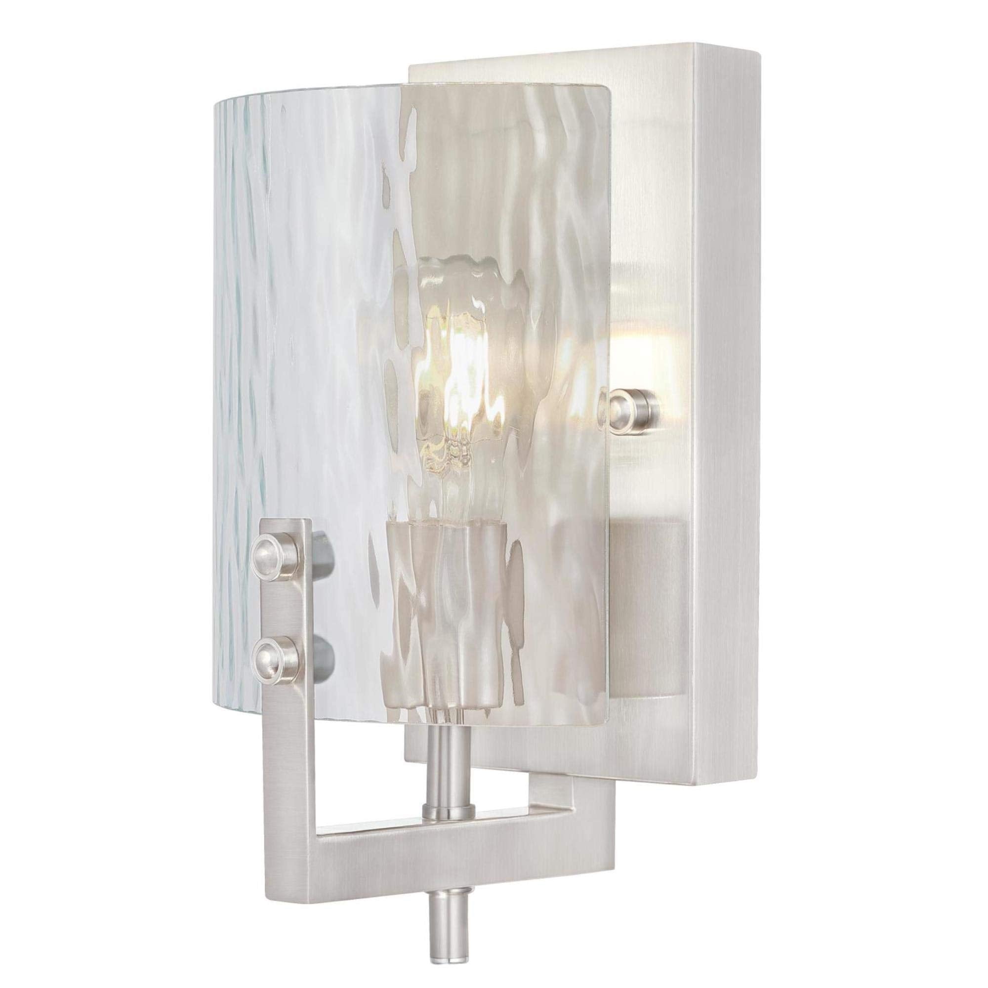 One Indoor Fixture, Finish Wall Sconce, 1-Light, Brushed Nickel Frosted Glass