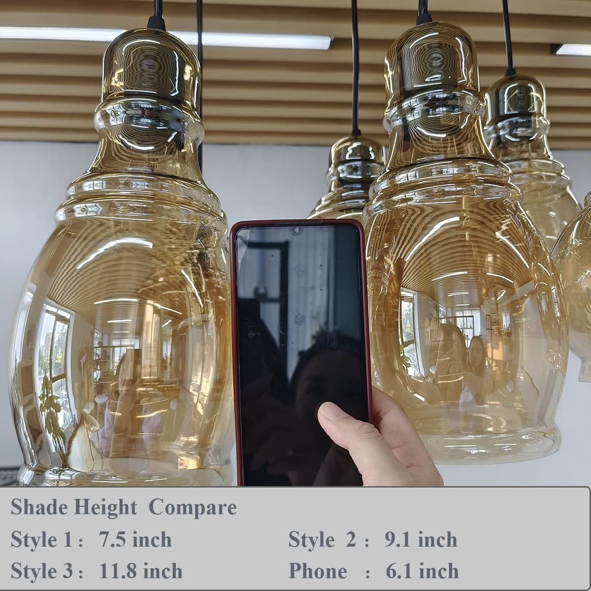 Vintage Kitchen Island Lights Fixtures 8-Light Linear Glass Chandelier, Cognac Glass Hanging Pendant Lighting Rustic Ceiling Lights Fixtures with Round Plate for Dining Room Cafe Bar