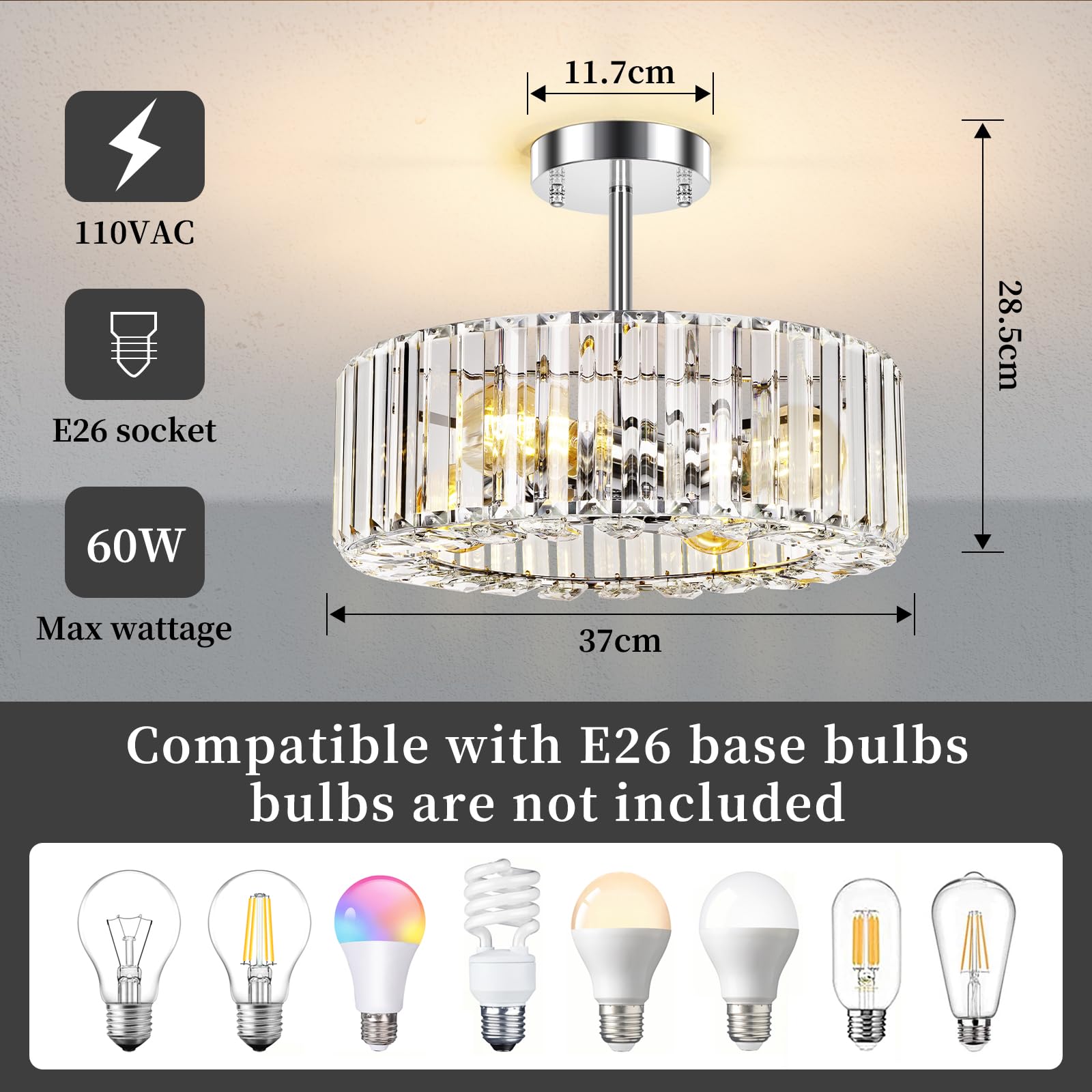 Semi Flush Mount Ceiling Light - Crystal Chandelier Modern Ceiling Light Fixture Hallway Light Fixtures Ceiling Gold Flush Mount Ceiling Light for Porch Kitchen Bedroom Living Room Entryway