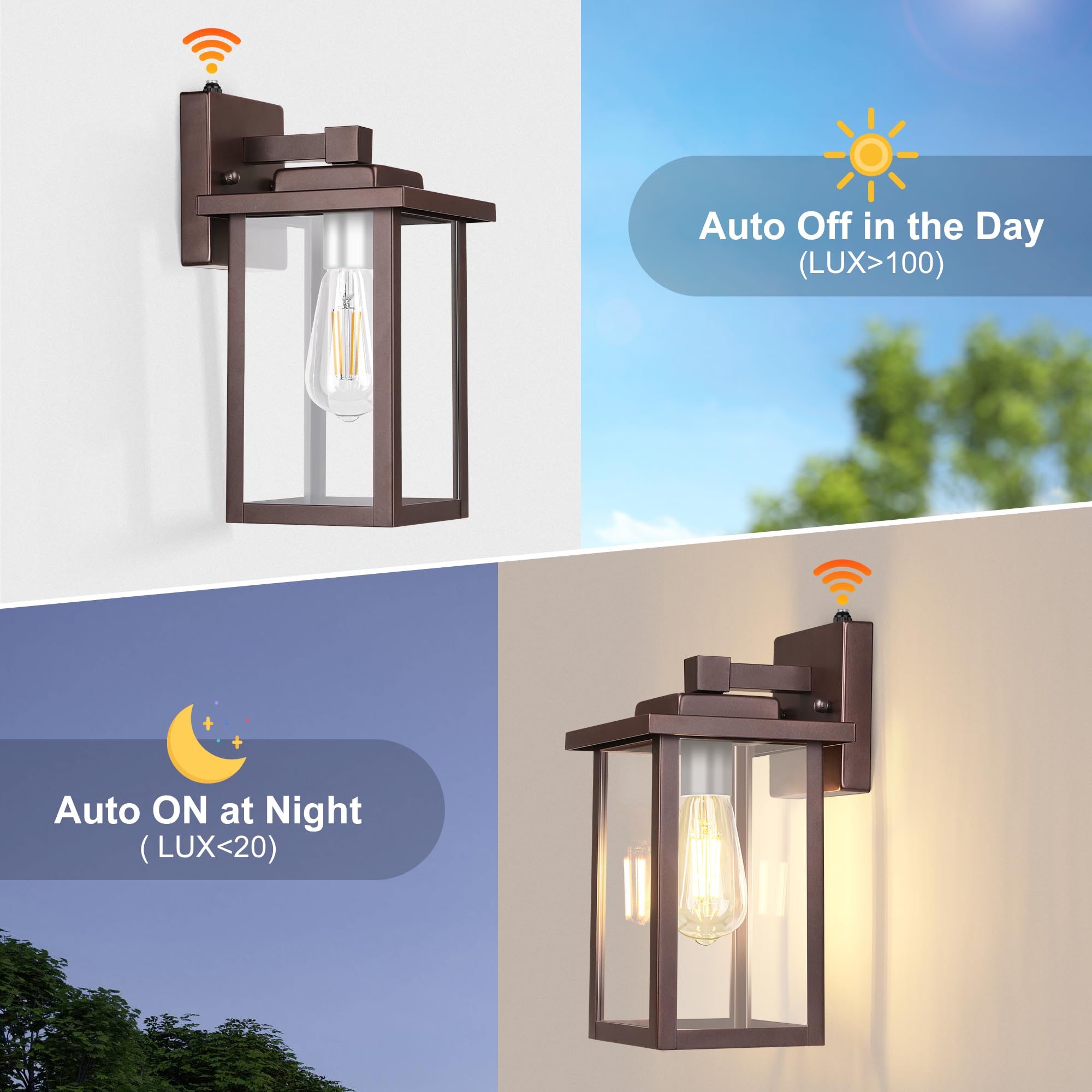 Outdoor Porch Lights Fixtures Wall Mount, Dusk to Dawn Outdoor Lighting Fixtures for House, Sensor Exterior Wall Lights, Waterproof Sconce Outside Lamp, Anti Rust Wall Lantern for Garage