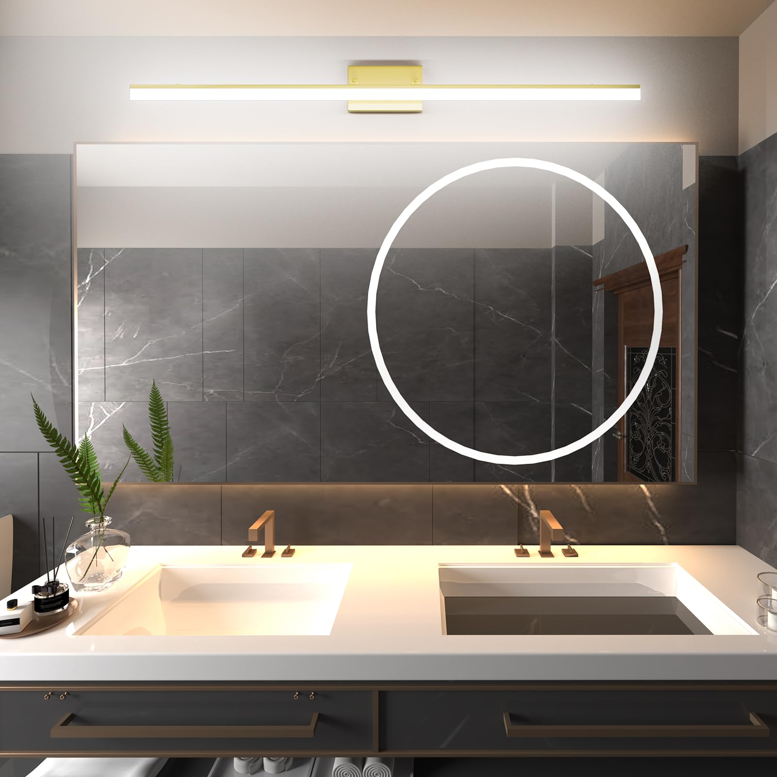 31.5 inch Modern Black Vanity Light Adjustable Bathroom Light Fixtures Over Mirror Rotatable Vanity Lighting 5500K