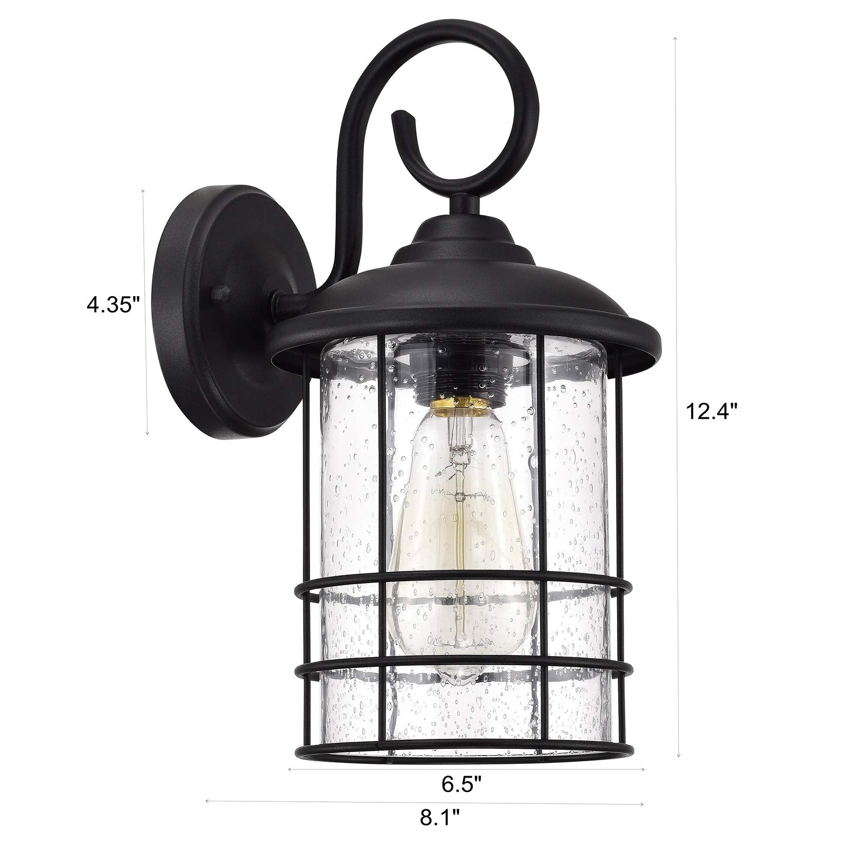 Outdoor Wall Sconce 2 Pack, 14.5 Inch Black Exterior Wall Mount Light Fixtures, Farmhouse Outside Lights for House, Garage, Porch, Patio, Yard, Hallway